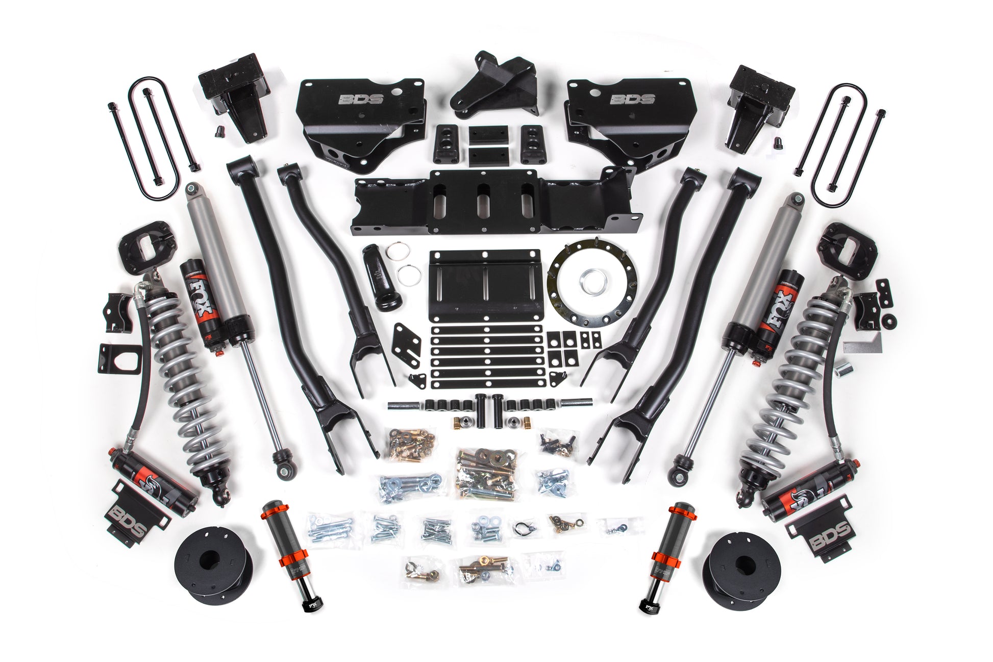 19-24 Ram 3500 4WD 6 Inch 4-Link Lift Kit, 5 Inch Rear, Block w/o Overload, 8 Bolt Diesel - Fox 2.5 Performance Elite Series C/O Front, FOX 2.0 Front Bump, Fox 2.5 Performance Elite Series Rear BDS Suspension