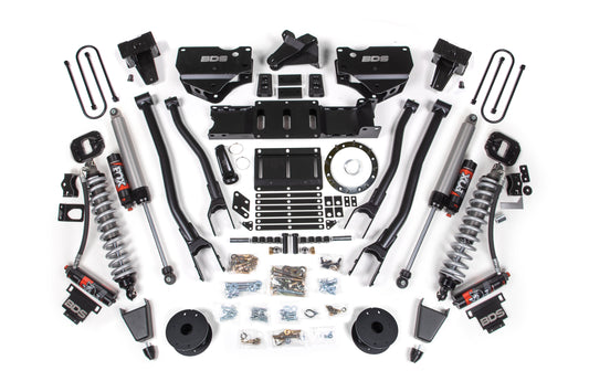 19-24 Ram 3500 4WD 6 Inch 4-Link Lift Kit, 5 Inch Rear, Block w/ Overload, 8 Bolt Diesel - Fox 2.5 Performance Elite Series C/O Front, Fox 2.5 Performance Elite Series Rear BDS Suspension