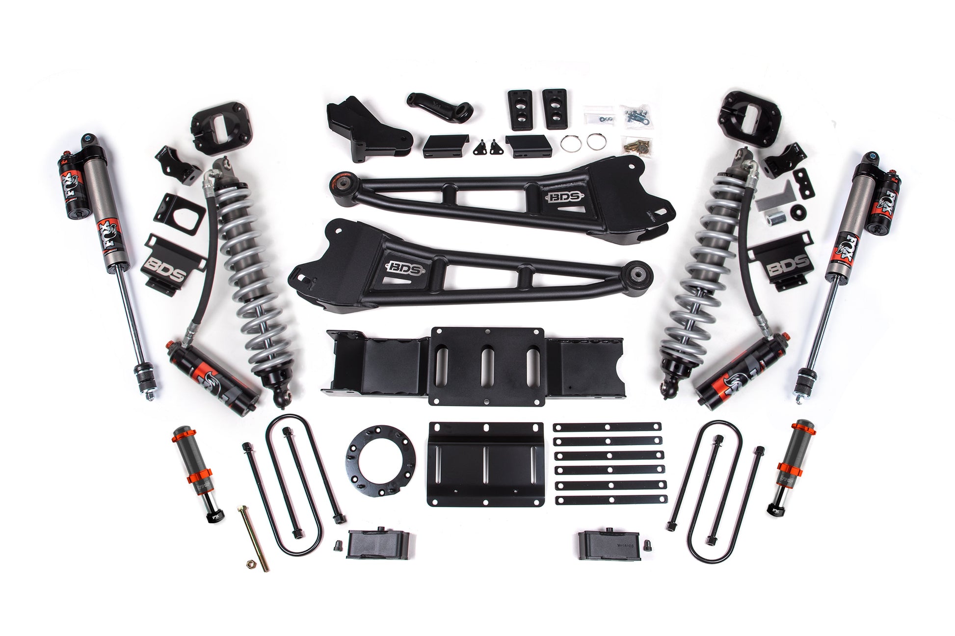 19-24 Ram 3500 4WD 4 Inch Radius Arm Lift Kit, 2 Inch Rear, Block w/o Overload, 6 Bolt Diesel - Fox 2.5 Performance Elite Series C/O Front, FOX 2.0 Front Bump, Fox 2.5 Performance Elite Series Rear BDS Suspension
