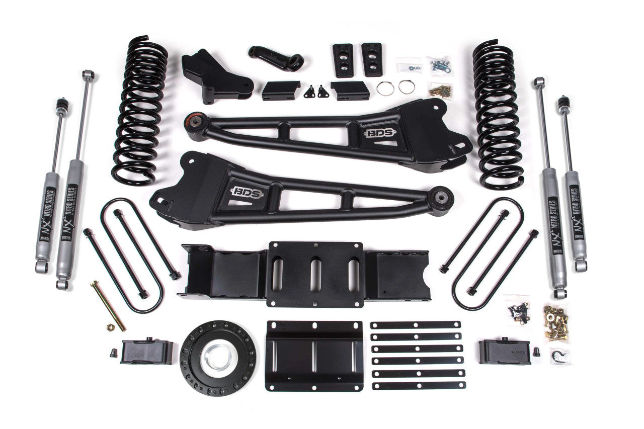 4 Inch Lift Kit w/ Radius Arm 2 Inch Rear Block Ram 3500 19-24 4WD Diesel With Factory Rear Overload Leaf 6 Bolt BDS Suspension-1
