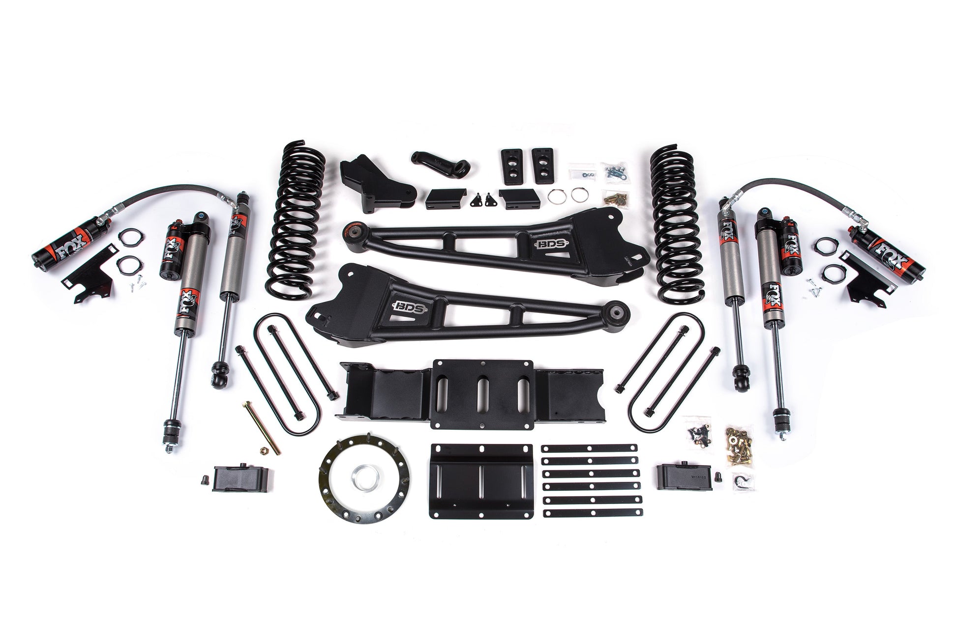 4 Inch Lift Kit w/ Radius Arm 2 Inch Rear Block Ram 3500 19-24 4WD Diesel With Factory Rear Overload Leaf 6 Bolt BDS Suspension