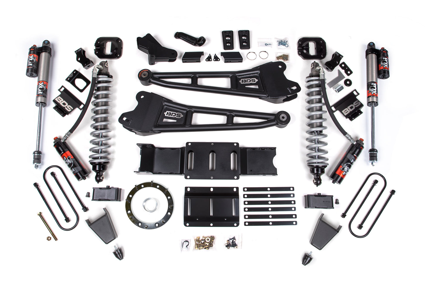 19-24 Ram 3500 4WD 4 Inch Radius Arm Lift Kit, 2 Inch Rear, Block w/ Overload, 6 Bolt Diesel - Fox 2.5 Performance Elite Series C/O Front, Fox 2.5 Performance Elite Series Rear BDS Suspension