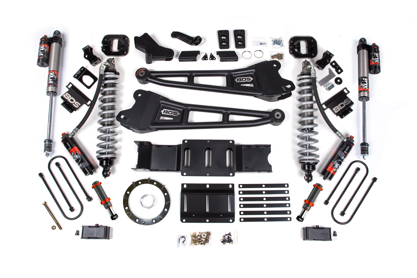 19-24 Ram 3500 4WD 4 Inch Radius Arm Lift Kit, 2 Inch Rear, Block w/ Overload, 6 Bolt Diesel - Fox 2.5 Performance Elite Series C/O Front, FOX 2.0 Front Bump, Fox 2.5 Performance Elite Series Rear BDS Suspension