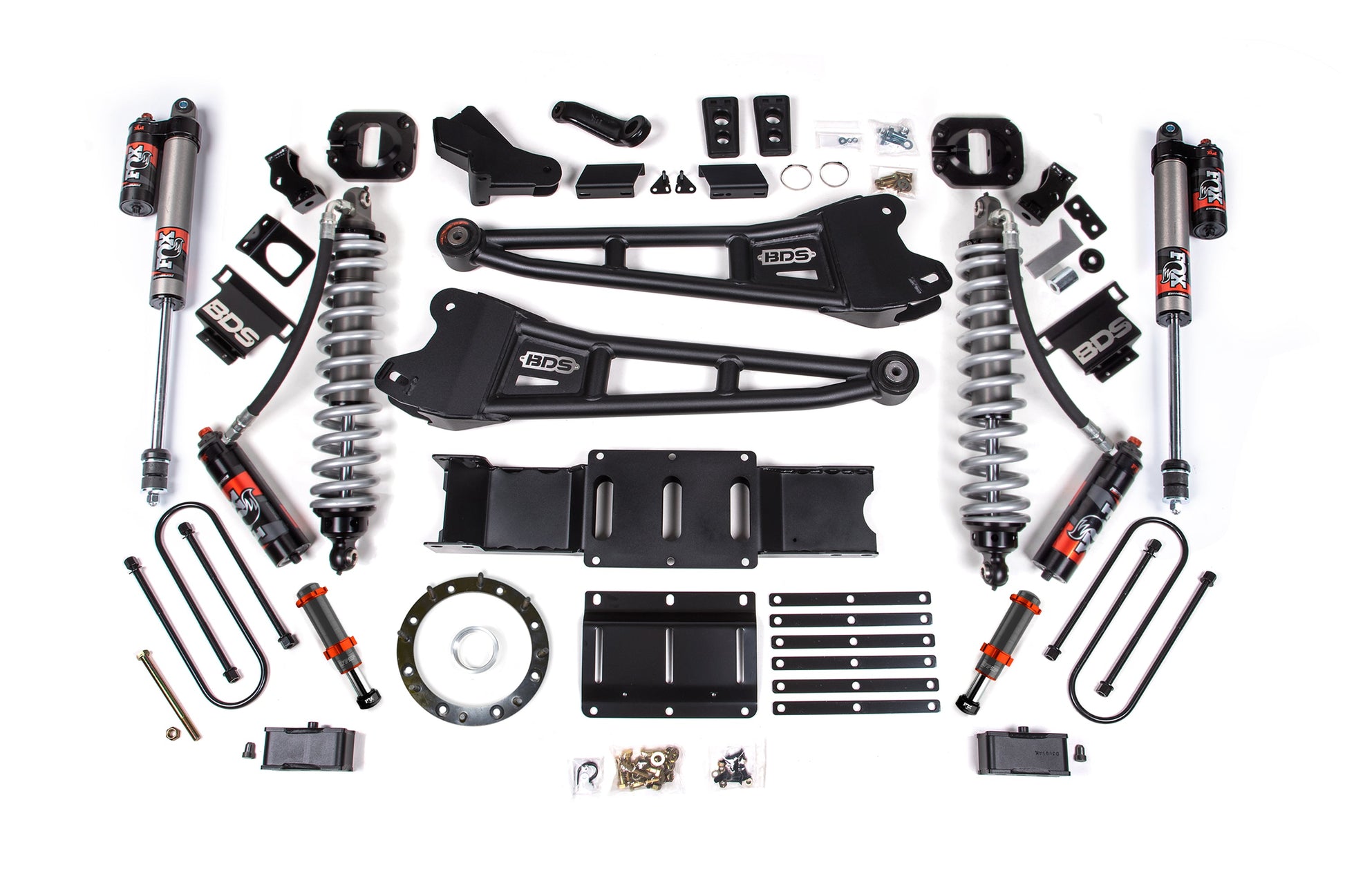 19-24 Ram 3500 4WD 4 Inch Radius Arm Lift Kit, 2 Inch Rear, Block w/ Overload, 6 Bolt Diesel - Fox 2.5 Performance Elite Series C/O Front, FOX 2.0 Front Bump, Fox 2.5 Performance Elite Series Rear BDS Suspension