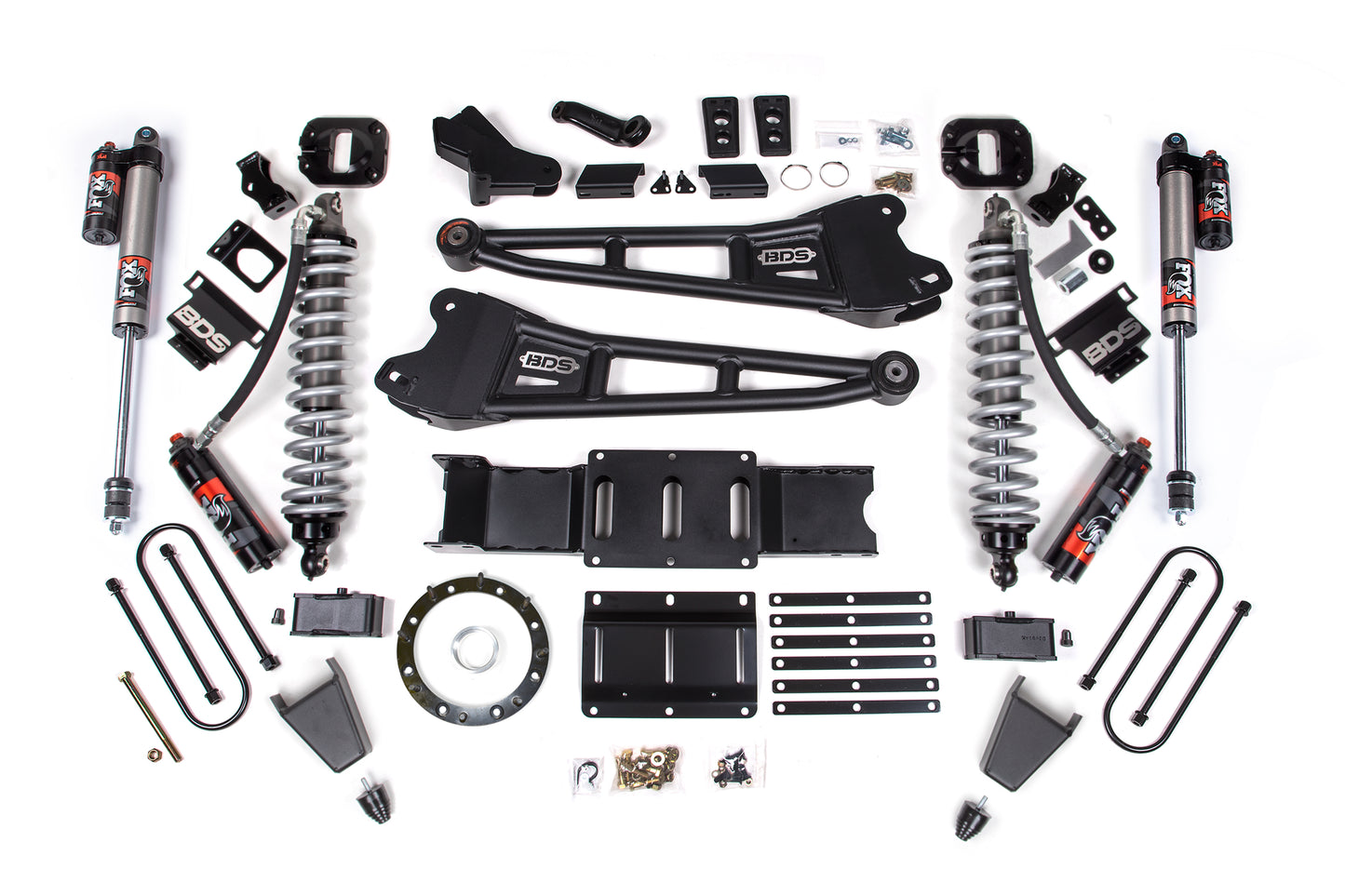 19-24 Ram 3500 4WD 4 Inch Radius Arm Lift Kit, 2 Inch Rear, Block w/o Overload, 8 Bolt Diesel - Fox 2.5 Performance Elite Series C/O Front, Fox 2.5 Performance Elite Series Rear BDS Suspension
