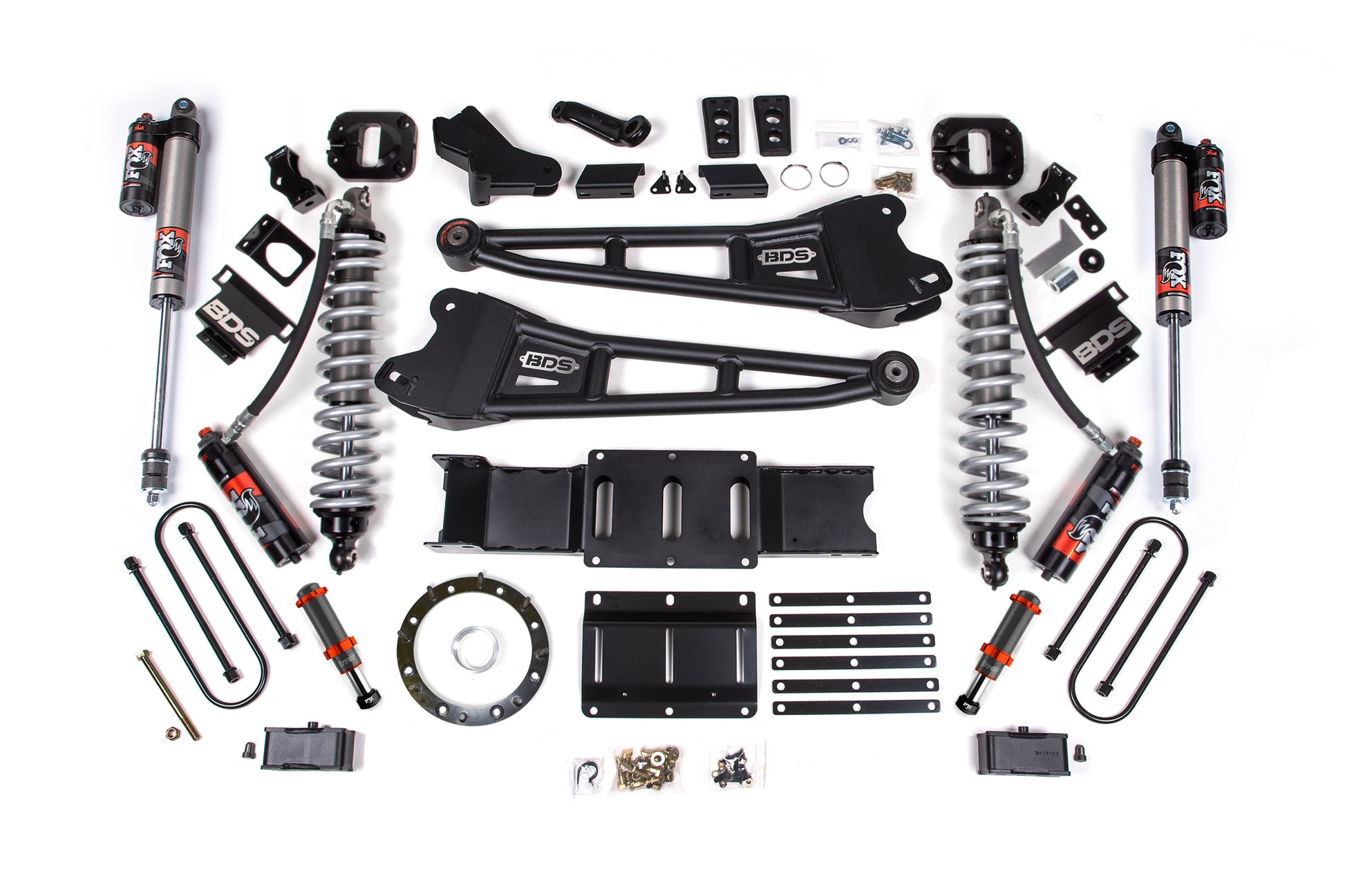 19-24 Ram 3500 4WD 4 Inch Radius Arm Lift Kit, 2 Inch Rear, Block w/ Overload, 8 Bolt Diesel - Fox 2.5 Performance Elite Series C/O Front, FOX 2.0 Front Bump, Fox 2.5 Performance Elite Series Rear BDS Suspension