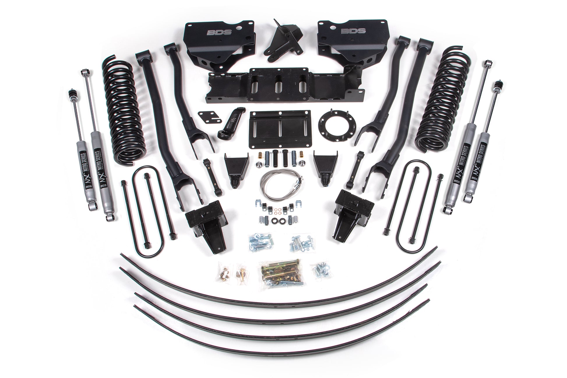 8 Inch Lift Kit w/ 4-Link Ram 3500 19-24 4WD Diesel With Factory Rear Overload Leaf 8 Bolt BDS Suspension