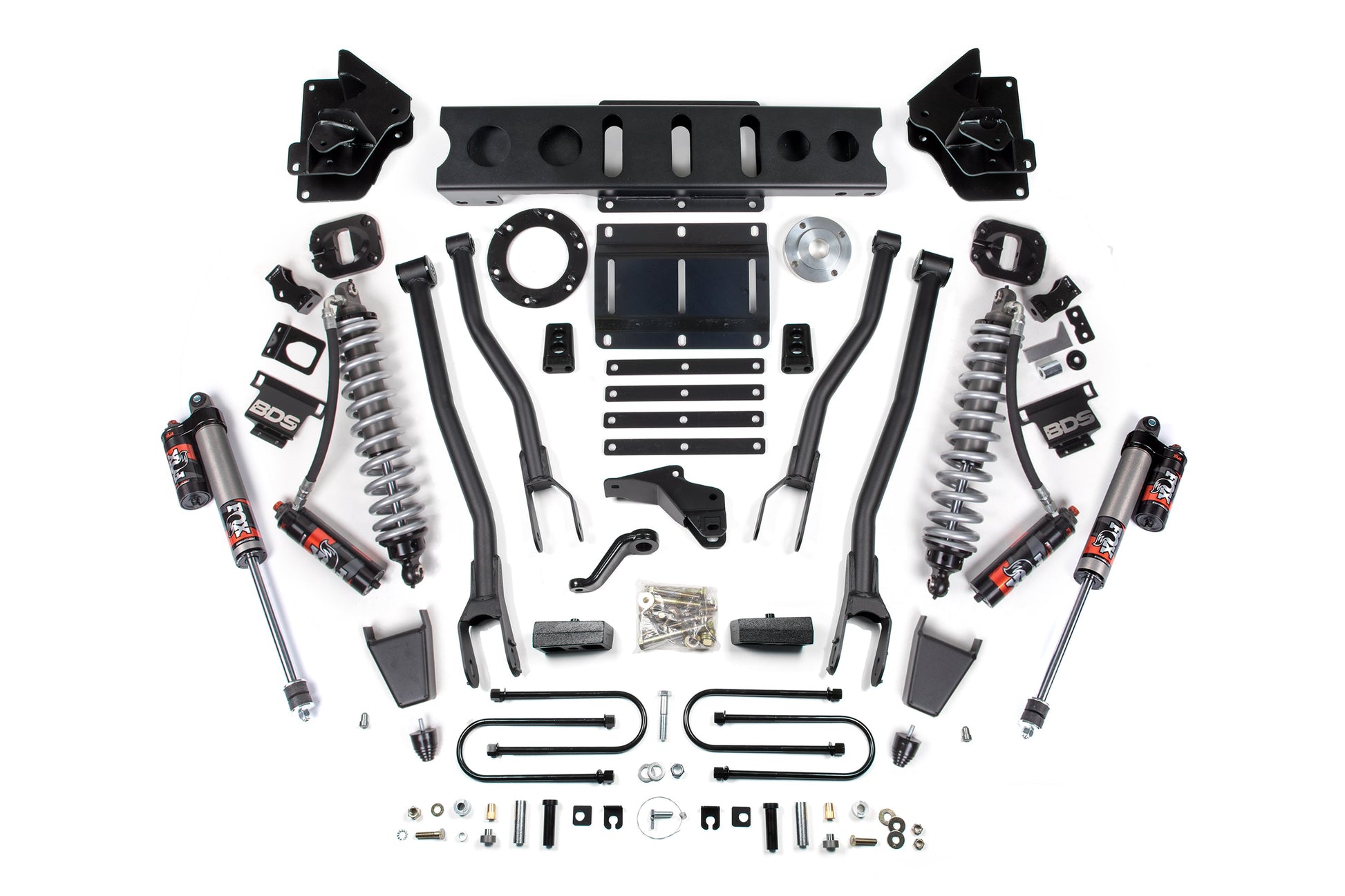 13-18 Ram 3500 4WD 4 Inch 4-Link Lift Kit, 2 Inch Rear, Block, 6 Bolt Diesel - Fox 2.5 Performance Elite Series C/O Front, Fox 2.5 Performance Elite Series Rear BDS Suspension