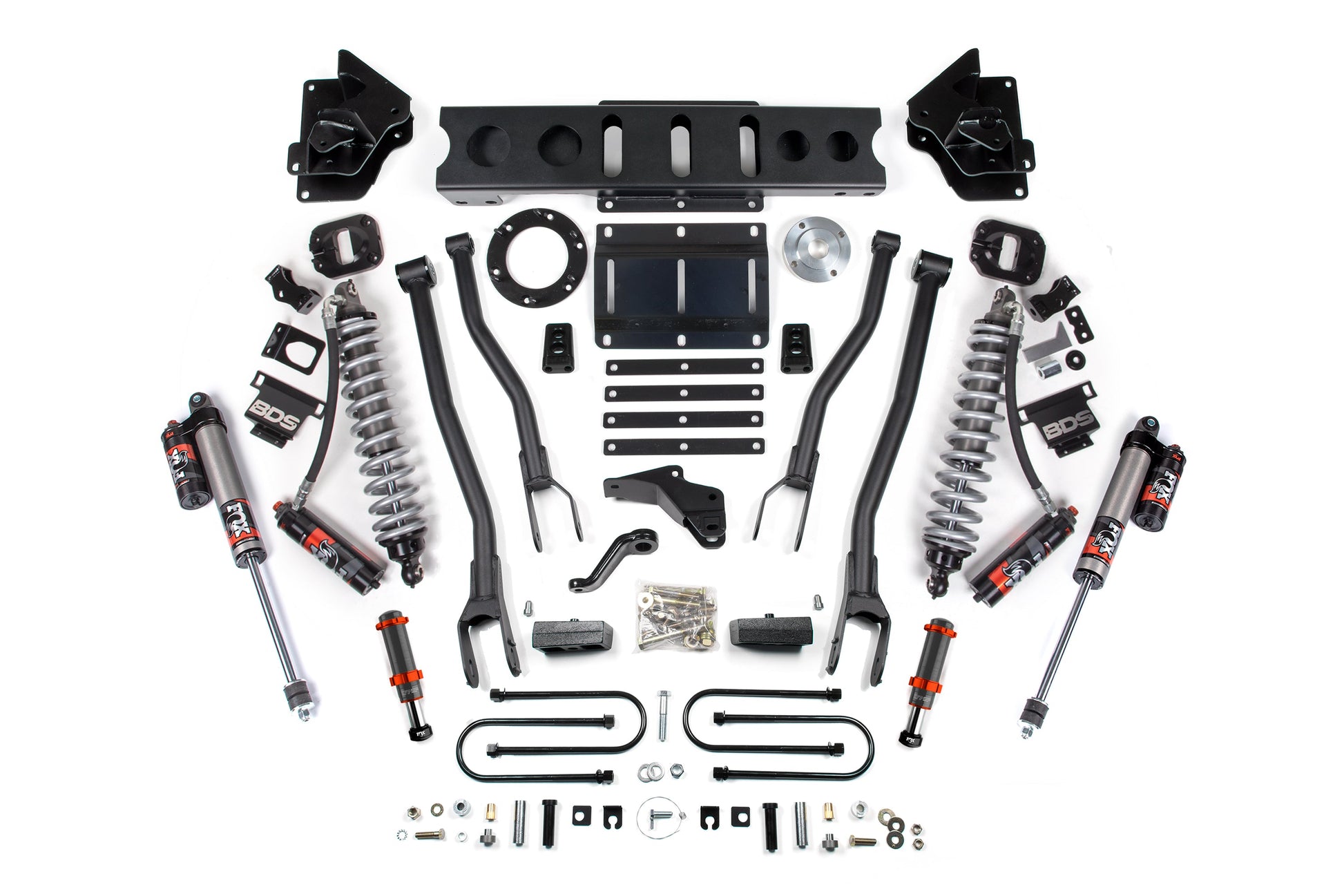 13-18 Ram 3500 4WD 4 Inch 4-Link Lift Kit, 2 Inch Rear, Block, 6 Bolt Diesel - Fox 2.5 Performance Elite Series C/O Front, FOX 2.0 Front Bump, Fox 2.5 Performance Elite Series Rear BDS Suspension