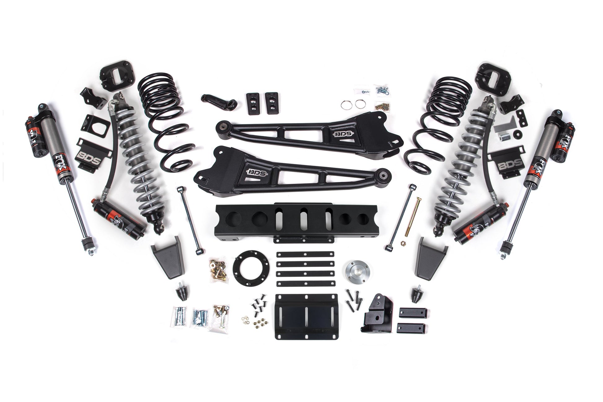 13-18 Ram 3500 4WD 6 Inch 4-Link Lift Kit, 4 Inch Rear, Block, 6 Bolt Diesel - Fox 2.5 Performance Elite Series C/O Front, FOX 2.0 Front Bump, Fox 2.5 Performance Elite Series Rear BDS Suspension