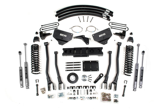 8 Inch Lift Kit w/ 4-Link Ram 3500 13-18 4WD Diesel 5 Inch Block Add A Leaf 8 Bolt Indexing Ring BDS Suspension