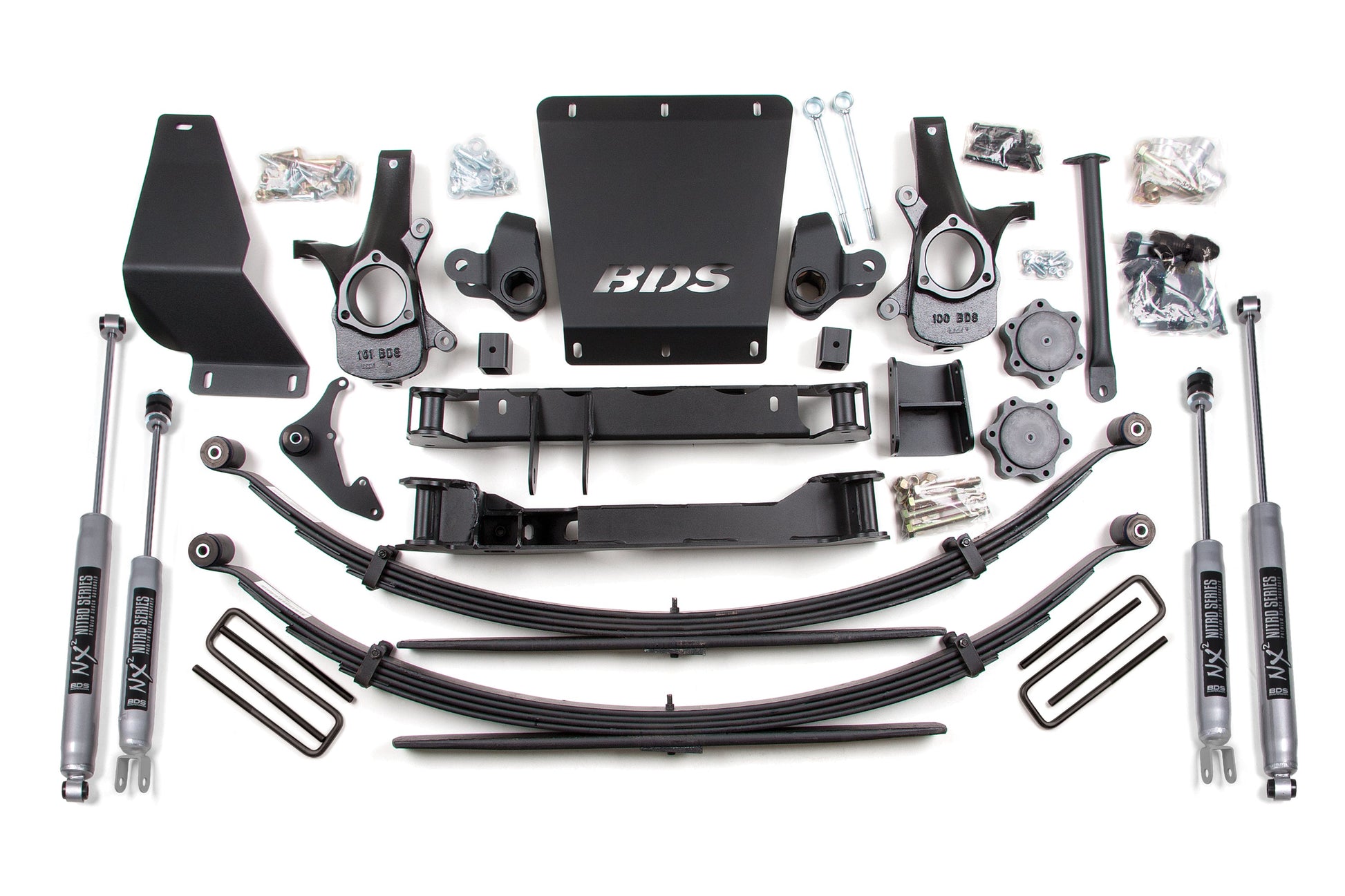 99-06 Chevy Silverado or GMC Sierra 1500 4WD 6 Inch Lift Kit Rear Lift: Leaf Springs NX2 Nitro Shocks BDS Suspension