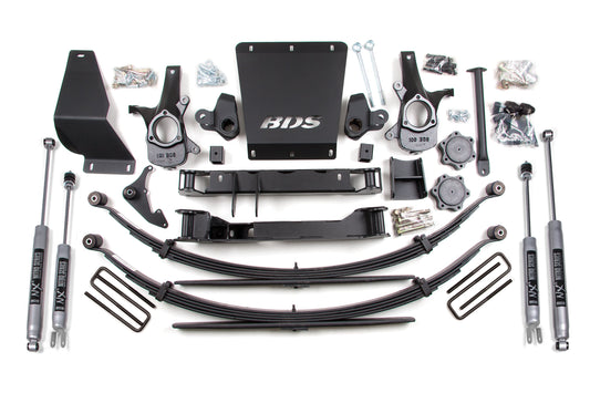 99-06 Chevy Silverado or GMC Sierra 1500 4WD 6 Inch Lift Kit Rear Lift: Leaf Springs NX2 Nitro Shocks BDS Suspension