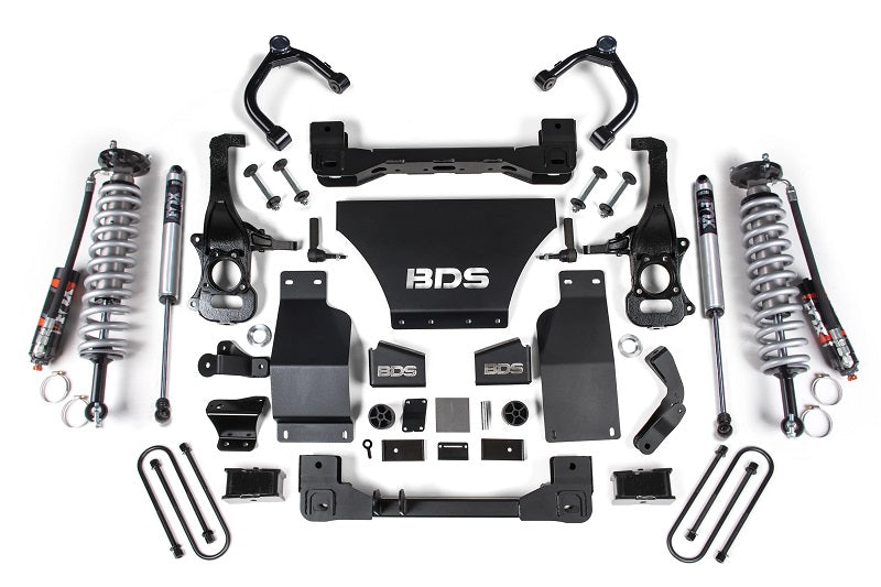 2025 Silverado/Sierra 1500 4WD 4 Inch Lift Kit V8 Gas 3 Inch Rear Block -Fox 2.5 PES C/O Front BDS Suspension