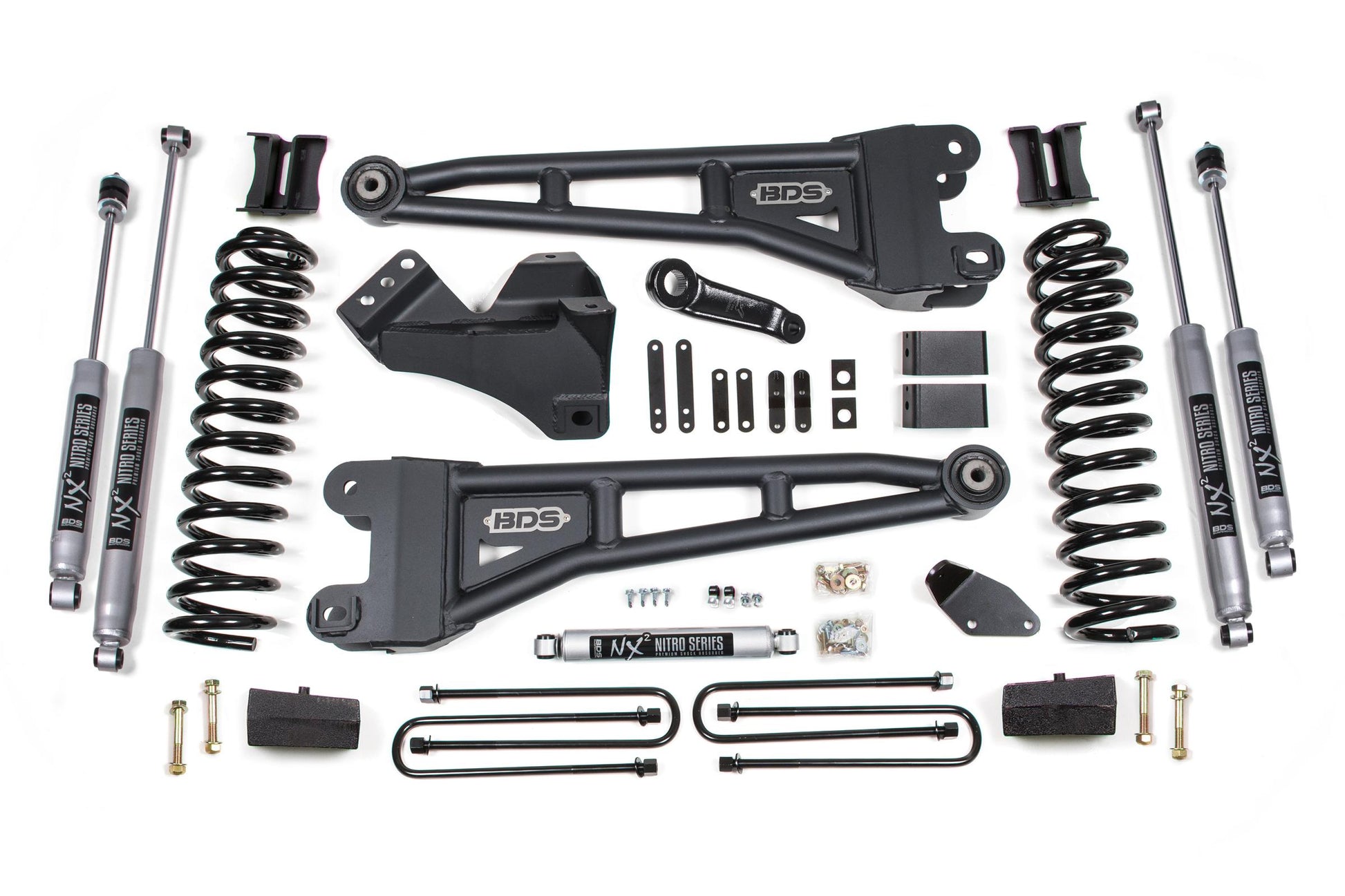 4 Inch Lift Kit w/ Radius Arm Ford F250/F350 Super Duty 08-10 4WD Gas Block Kit Without Factory Overload BDS Suspension