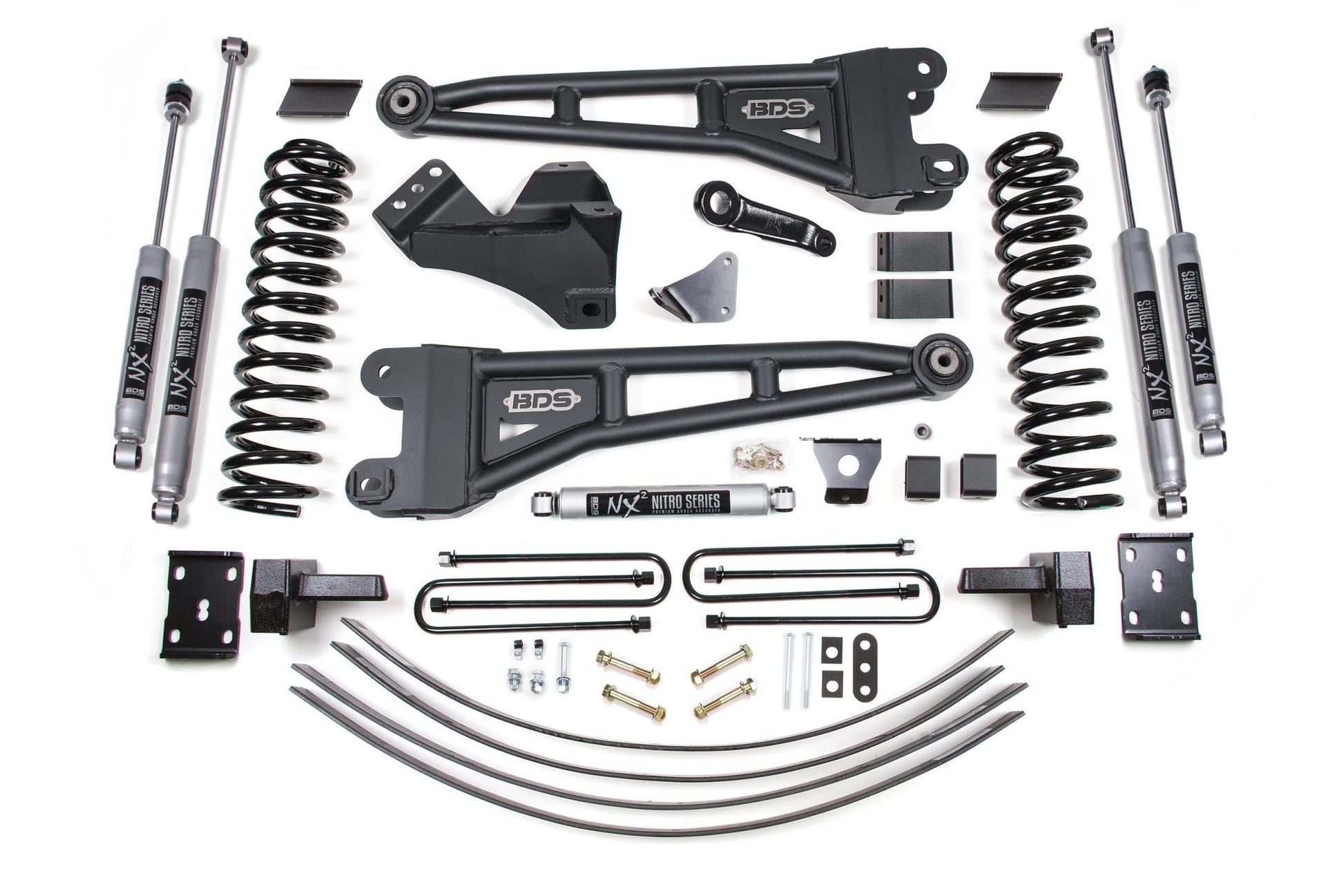 6 Inch Lift Kit w/ Radius Arm Ford F250/F350 Super Duty 05-07 4WD Gas 4 Inch Block Add A Leaf with Overload BDS Suspension