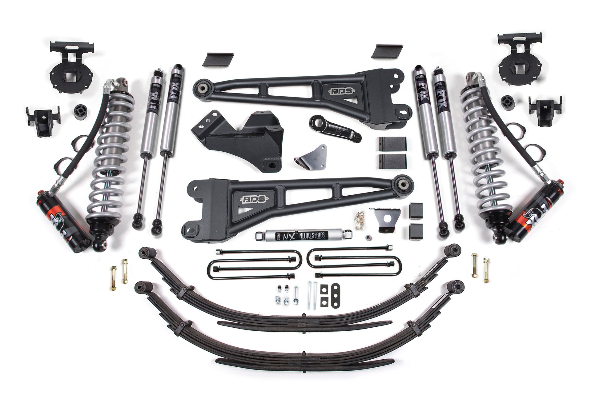 08-10 Ford F-250/F-350 4WD 6 Inch Radius Arm Lift Kit, 3 Inch Rear Lift, Block, Diesel, With Overload - Fox 2.5 Performance Elite Series C/O Front, Fox 2.0 IFP Performance Series Aux Front, Fox 2.0 IFP Performance Series Rear BDS Suspension