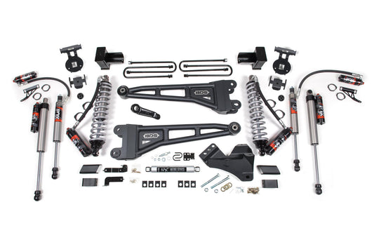 4 Inch Lift Kit w/ Radius Arm FOX 2.5 Performance Elite Coil-Over Conversion Ford F250/F350 Super Duty 17-19 4WD Diesel 5 Inch Block 2 Leaf Main FOX 2.5 Performance Elite BDS Suspension