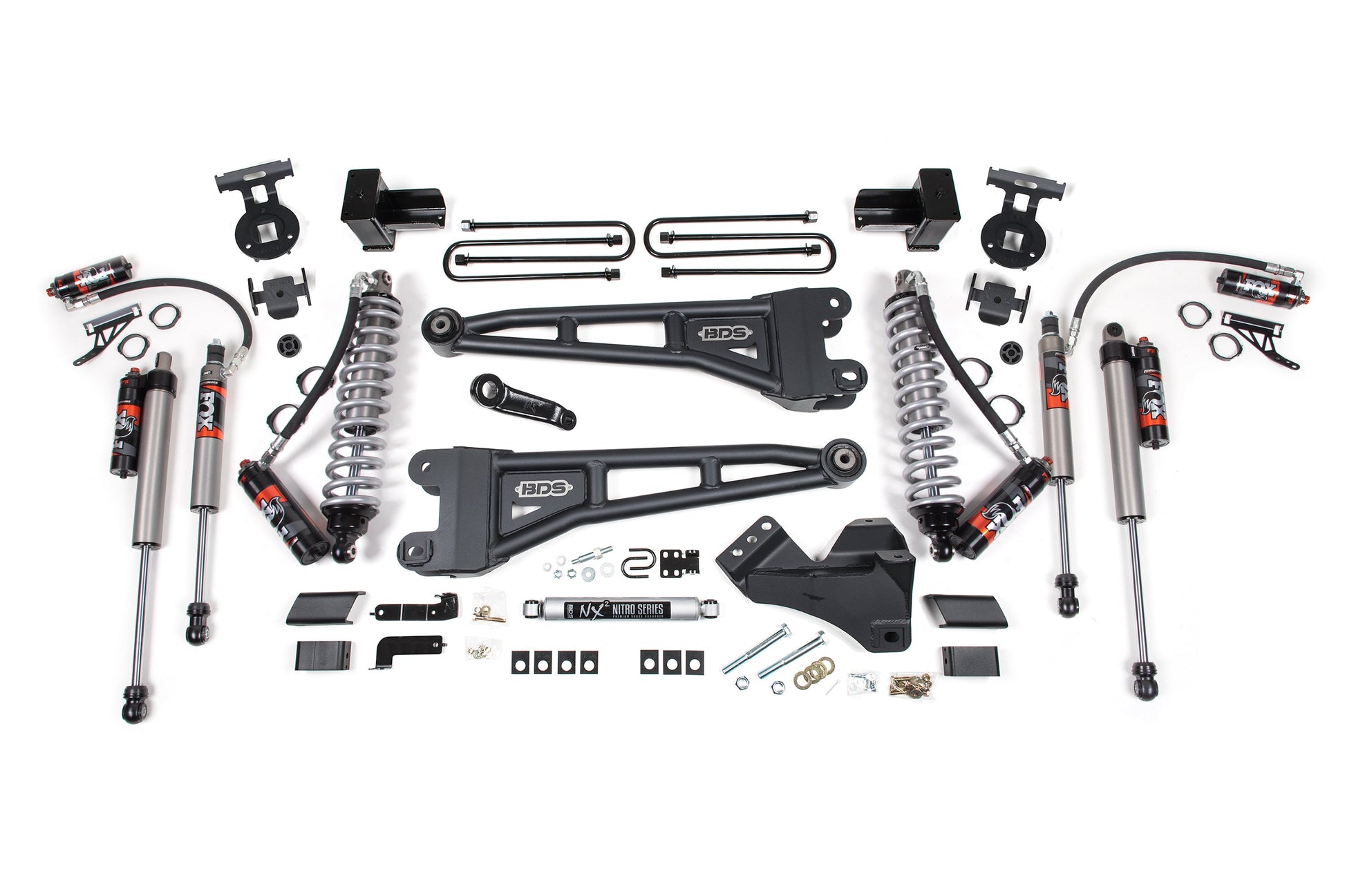 20-22 Ford F-350 4WD 5 Inch Radius Arm Lift Kit, 2 Inch Rear, Block, Diesel, Dually - Fox 2.5 Performance Elite Series C/O Front, Fox 2.5 Performance Elite Series Aux Front, Fox 2.5 Performance Elite Series Rear BDS Suspension