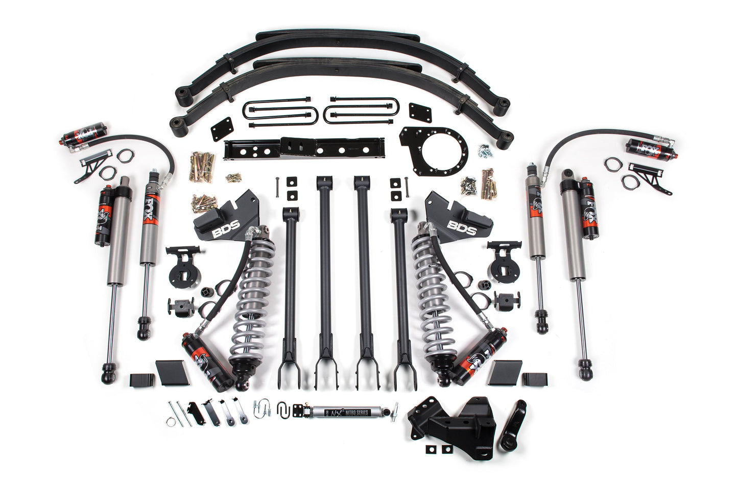 7 Inch Lift Kit w/ 4-Link FOX 2.5 Performance Elite Coil-Over Conversion Ford F250/F350 Super Duty 20-22 4WD Diesel BDS Suspension