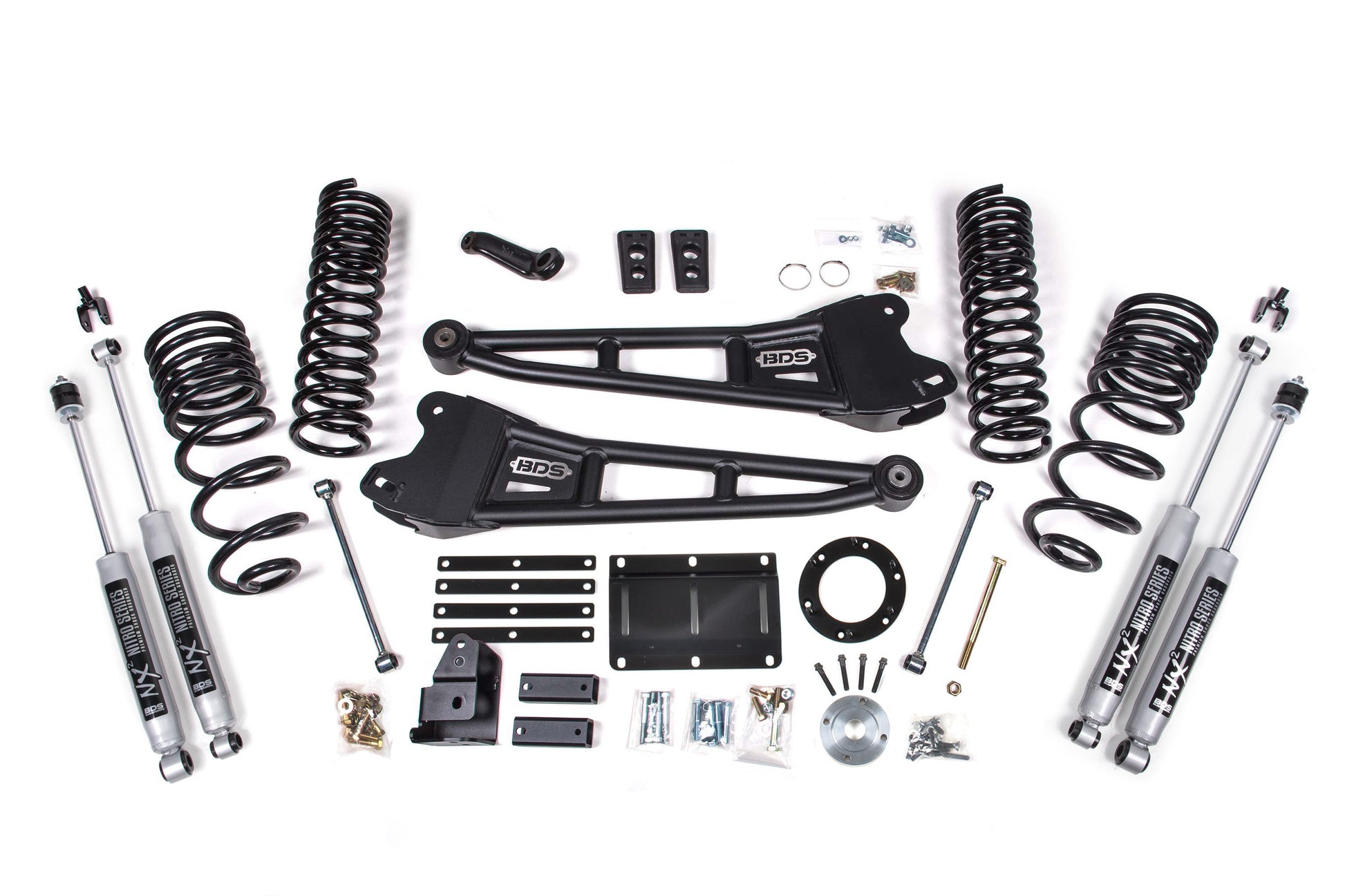 14-18 Ram 2500 5.5 Inch Radius Arm Lift, 4.5 Inch Rear, Spring, Gas w/ 6 bolt T-case - Fox 2.5 Performance Elite Series R/r Front, Fox 2.5 Performance Elite Series P/b Rear BDS Suspension