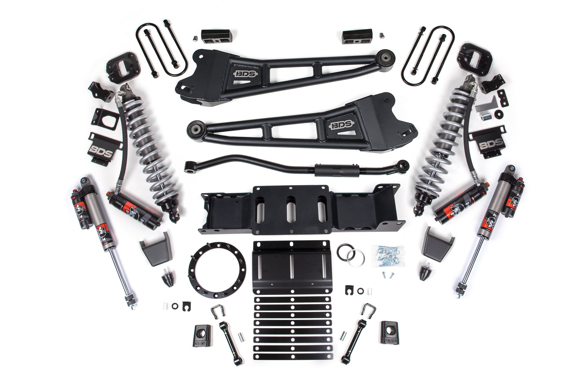 19-25 Ram 3500 4WD 3 Inch Radius Arm Lift Kit, 2 Inch Rear, Block w/Overload, 8 Bolt Diesel - Fox 2.5 Performance Elite Series C/O Front, Fox 2.5 Performance Elite Series Rear BDS Suspension