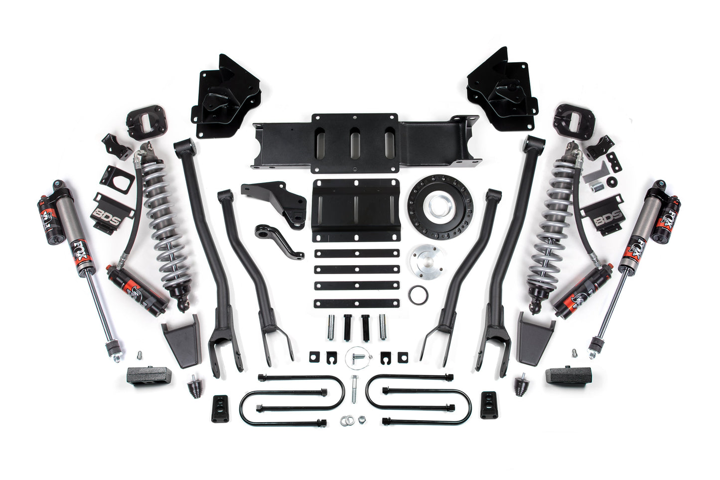 13-18 Ram 3500 4WD 4 Inch 4-Link Lift Kit, 2 Inch Rear, Block, 8 Bolt Diesel - Fox 2.5 Performance Elite Series C/O Front, Fox 2.5 Performance Elite Series Rear BDS Suspension