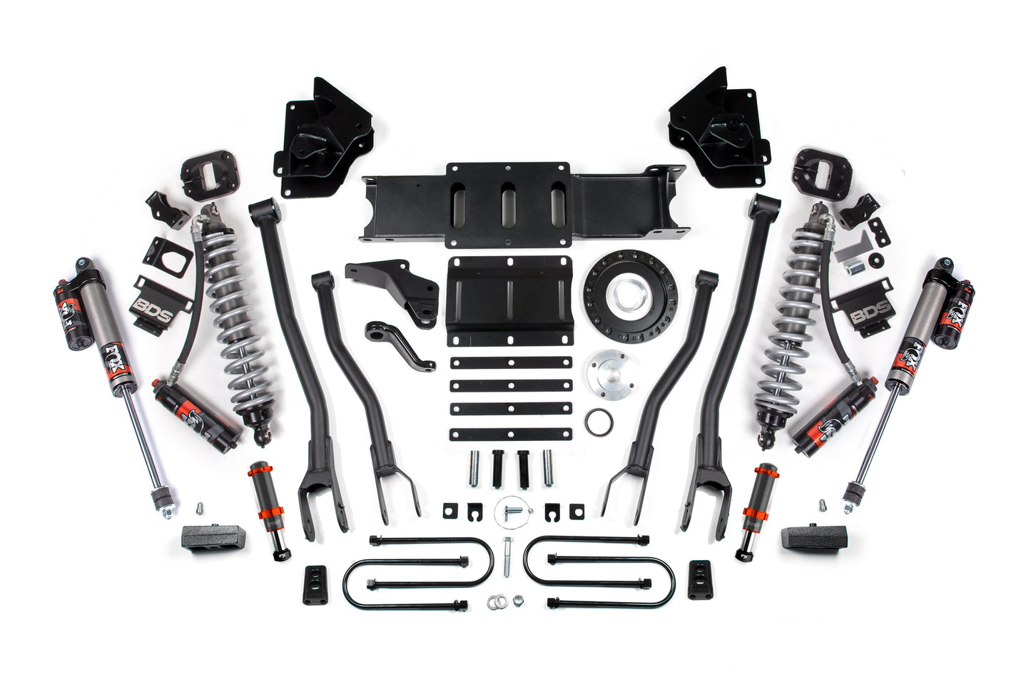13-18 Ram 3500 4WD 4 Inch 4-Link Lift Kit, 2 Inch Rear, Block, 8 Bolt Diesel - Fox 2.5 Performance Elite Series C/O Front, FOX 2.0 Front Bump, Fox 2.5 Performance Elite Series Rear BDS Suspension