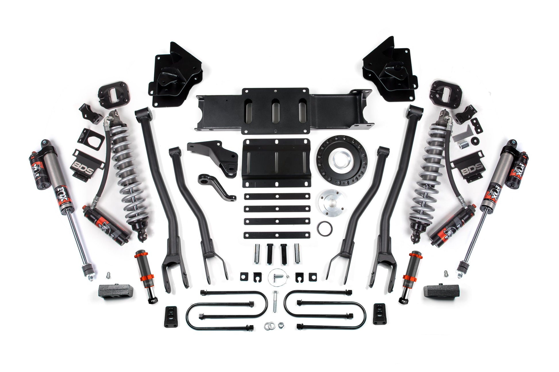 13-18 Ram 3500 4WD 4 Inch 4-Link Lift Kit, 2 Inch Rear, Block, 8 Bolt Diesel - Fox 2.5 Performance Elite Series C/O Front, FOX 2.0 Front Bump, Fox 2.5 Performance Elite Series Rear BDS Suspension