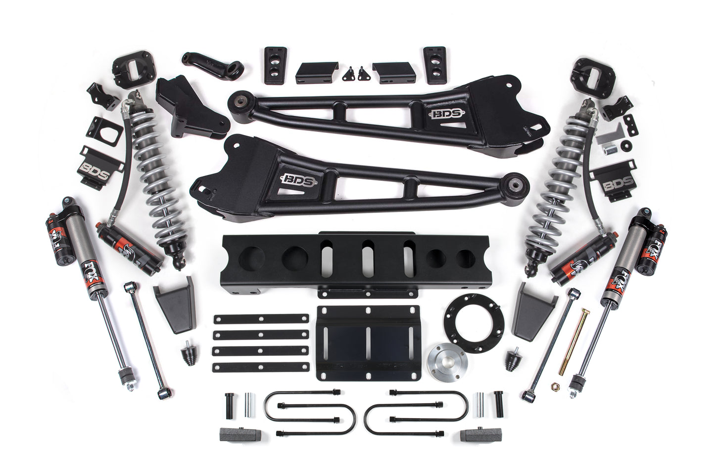 13-18 Ram 3500 4WD 4 Inch Radius Arm Lift Kit, 2 Inch Rear, Block, 8 Bolt Diesel - Fox 2.5 Performance Elite Series C/O Front, Fox 2.5 Performance Elite Series Rear BDS Suspension