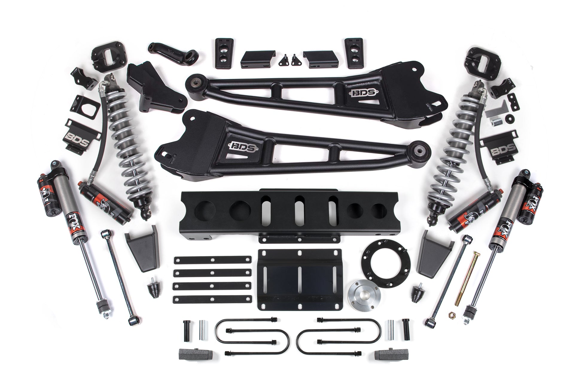 13-18 Ram 3500 4WD 4 Inch Radius Arm Lift Kit, 2 Inch Rear, Block, 8 Bolt Diesel - Fox 2.5 Performance Elite Series C/O Front, Fox 2.5 Performance Elite Series Rear BDS Suspension
