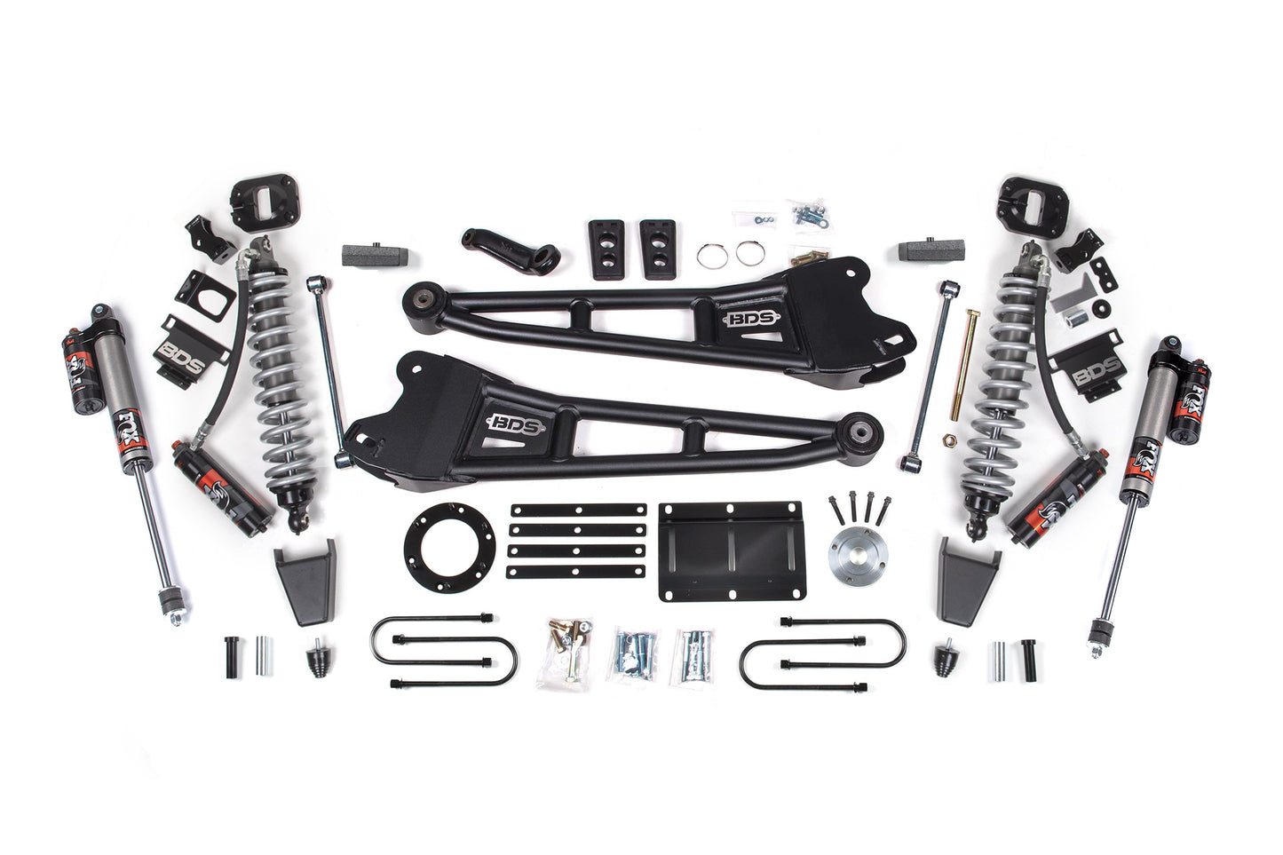13-18 Ram 3500 4WD 6 Inch Radius Arm Lift Kit, 4 Inch Rear, Block, 6 Bolt Diesel - Fox 2.5 Performance Elite Series C/O Front, Fox 2.5 Performance Elite Series Rear BDS Suspension