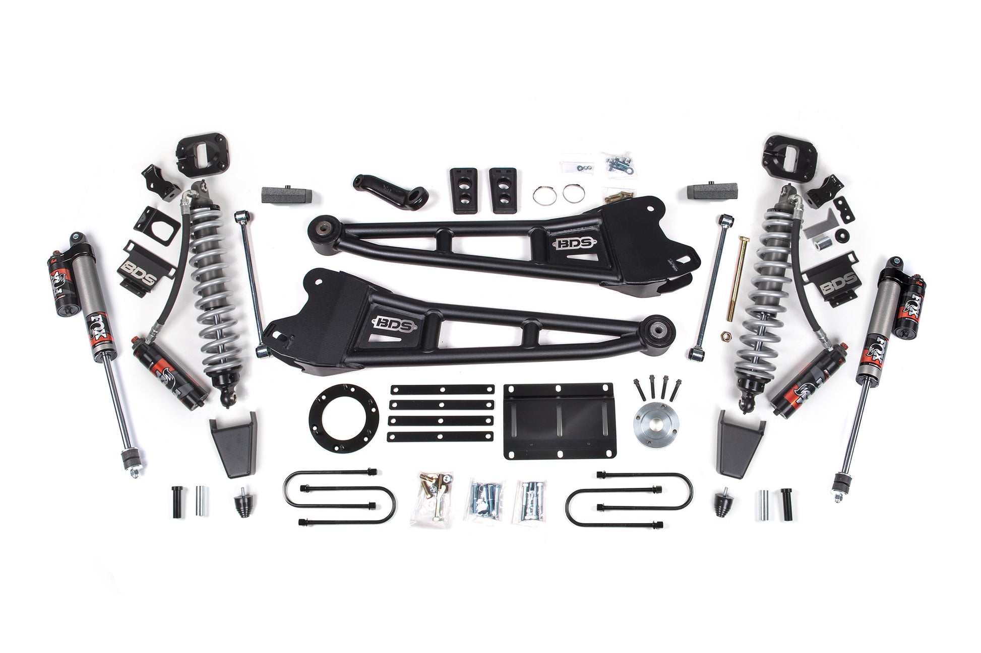 13-18 Ram 3500 4WD 6 Inch Radius Arm Lift Kit, 4 Inch Rear, Block, 6 Bolt Diesel - Fox 2.5 Performance Elite Series C/O Front, Fox 2.5 Performance Elite Series Rear BDS Suspension