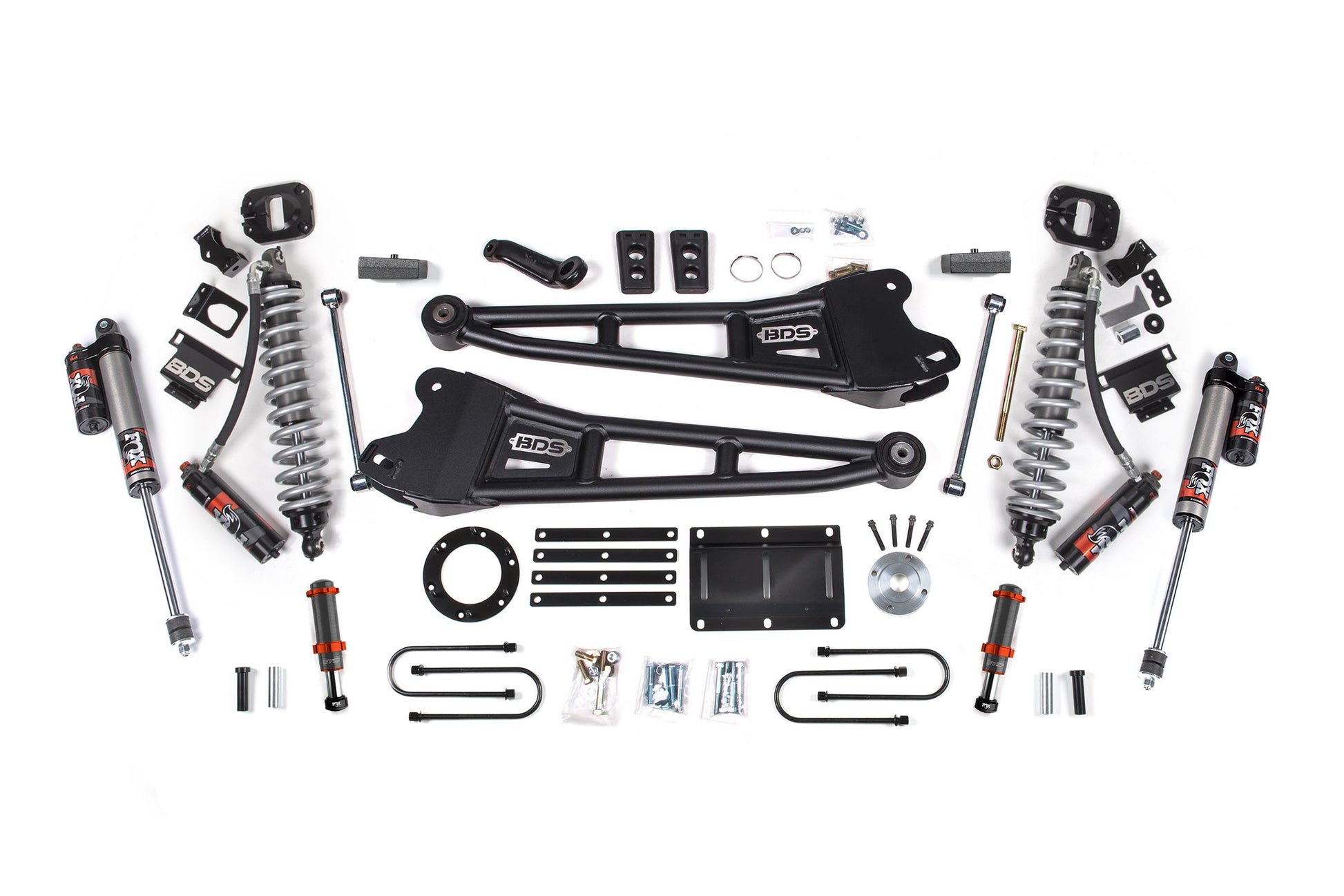 13-18 Ram 3500 4WD 6 Inch Radius Arm Lift Kit, 4 Inch Rear, Block, 6 Bolt Diesel - Fox 2.5 Performance Elite Series C/O Front, FOX 2.0 Front Bump, Fox 2.5 Performance Elite Series Rear BDS Suspension