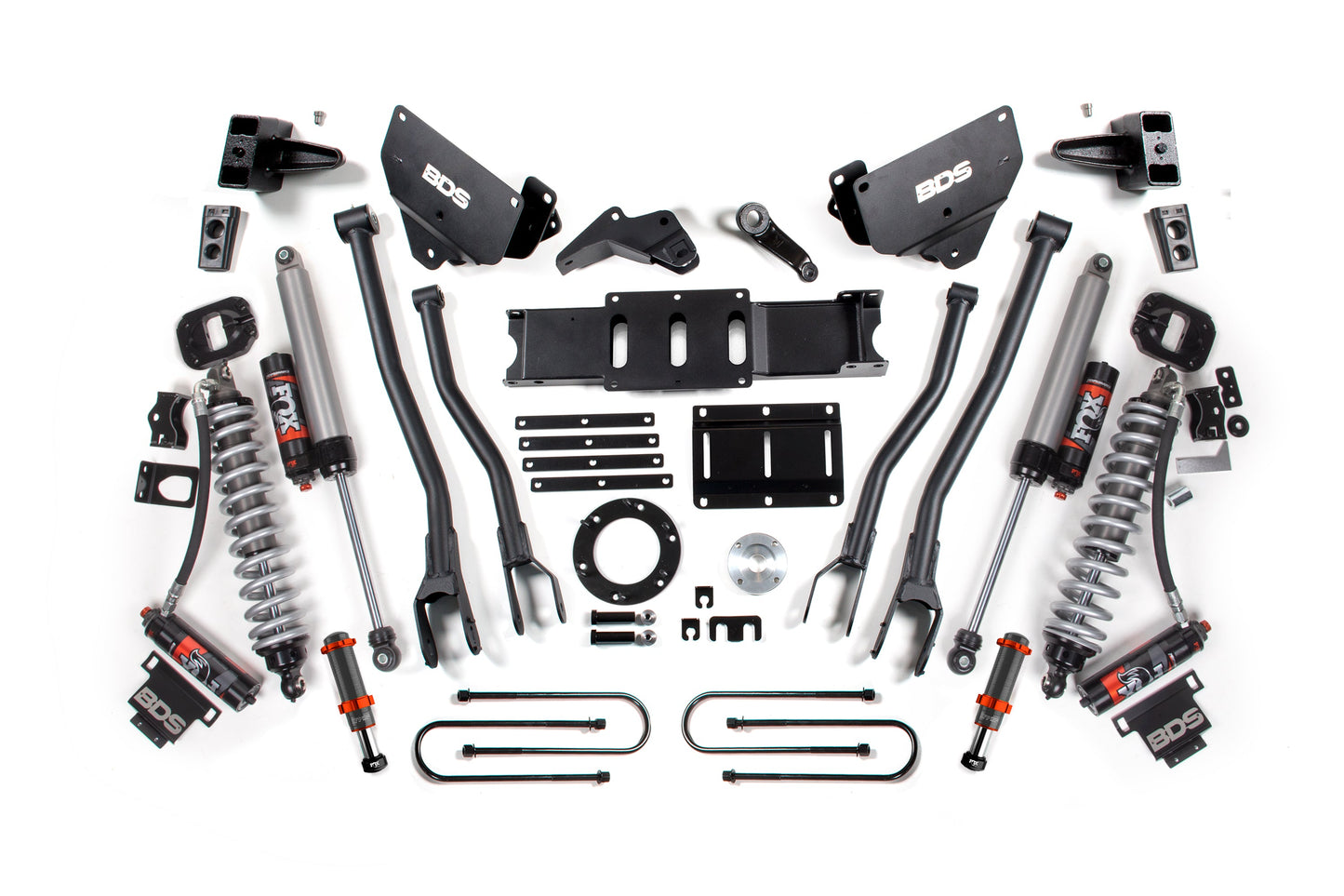 13-18 Ram 3500 4WD 6 Inch 4-Link Lift Kit, 4 Inch Rear, Block, 8 Bolt Diesel - Fox 2.5 Performance Elite Series C/O Front, Fox 2.5 Performance Elite Series Rear BDS Suspension