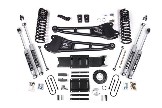 13-18 Ram 3500 4WD (Diesel) 6 Inch Radius Arm Lift Kit, 8-Bolt Indexing Ring, 5 Inch Rear Lift, Block - Fox 2.0 IFP Performance Series Shocks BDS Suspension