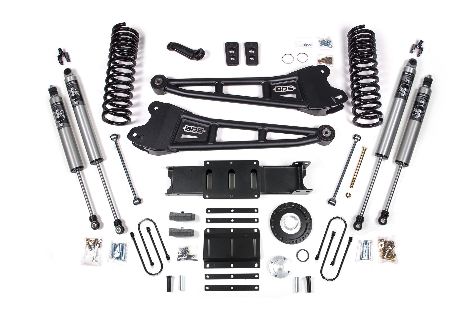 13-18 Ram 3500 4WD (Diesel) 6 Inch Radius Arm Lift Kit, 8-Bolt Indexing Ring, 5 Inch Rear Lift, Block - NX2 Nitro Series Shocks BDS Suspension