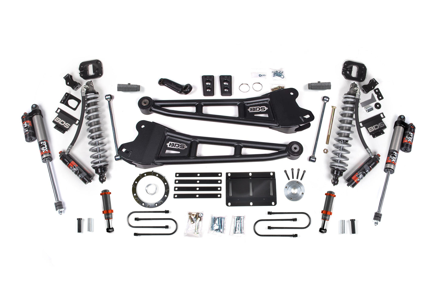 13-18 Ram 3500 4WD 6 Inch Radius Arm Lift Kit, 4 Inch Rear, Block, 8 Bolt Diesel - Fox 2.5 Performance Elite Series C/O Front, FOX 2.0 Front Bump, Fox 2.5 Performance Elite Series Rear BDS Suspension