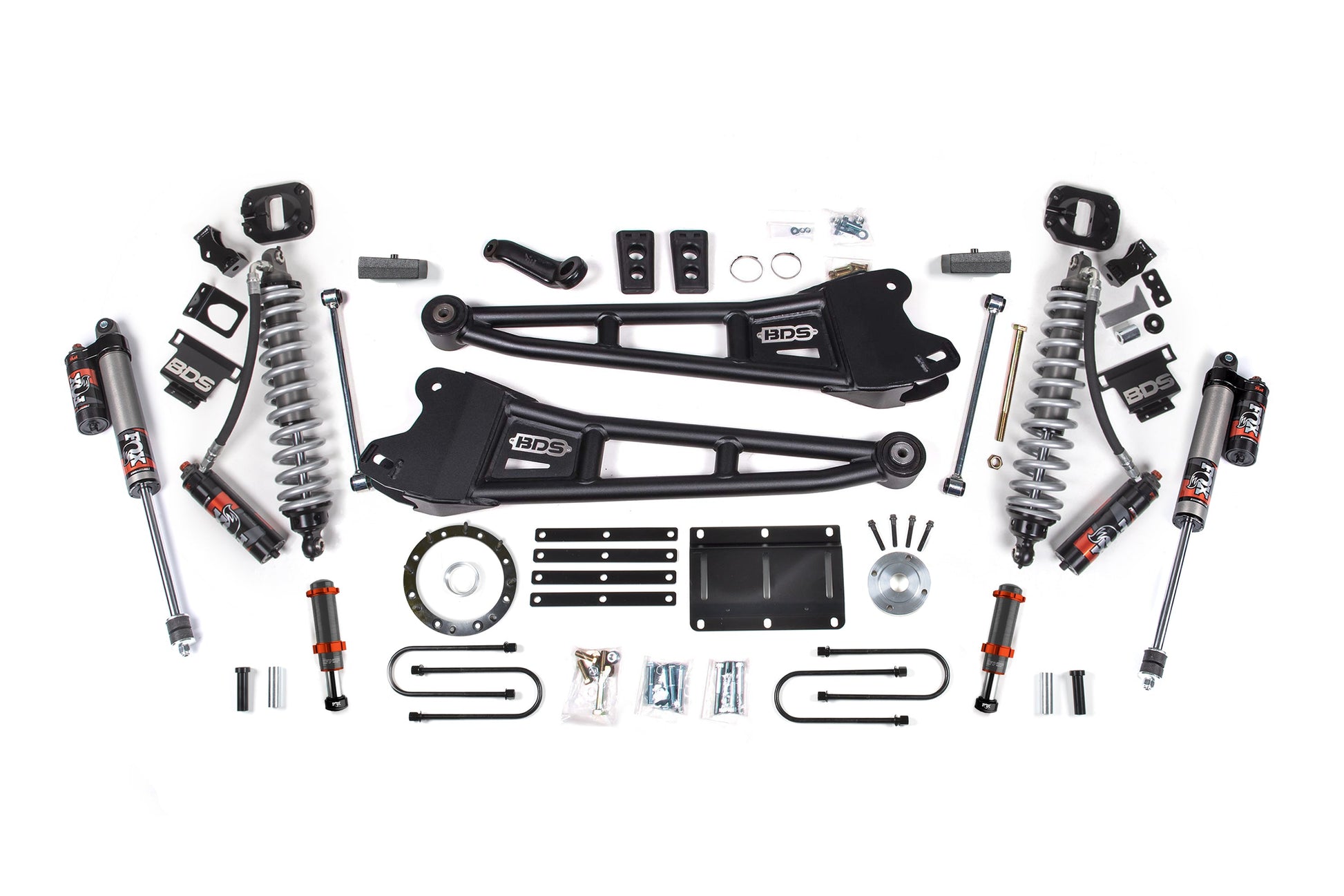 13-18 Ram 3500 4WD 6 Inch Radius Arm Lift Kit, 4 Inch Rear, Block, 8 Bolt Diesel - Fox 2.5 Performance Elite Series C/O Front, FOX 2.0 Front Bump, Fox 2.5 Performance Elite Series Rear BDS Suspension