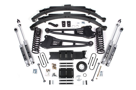 13-18 Ram 3500 4WD (Diesel) 6 Inch Radius Arm Lift Kit, 8-Bolt Indexing Ring, 4 Inch Rear Lift, Block - Fox 2.0 IFP Performance Series Shocks BDS Suspension