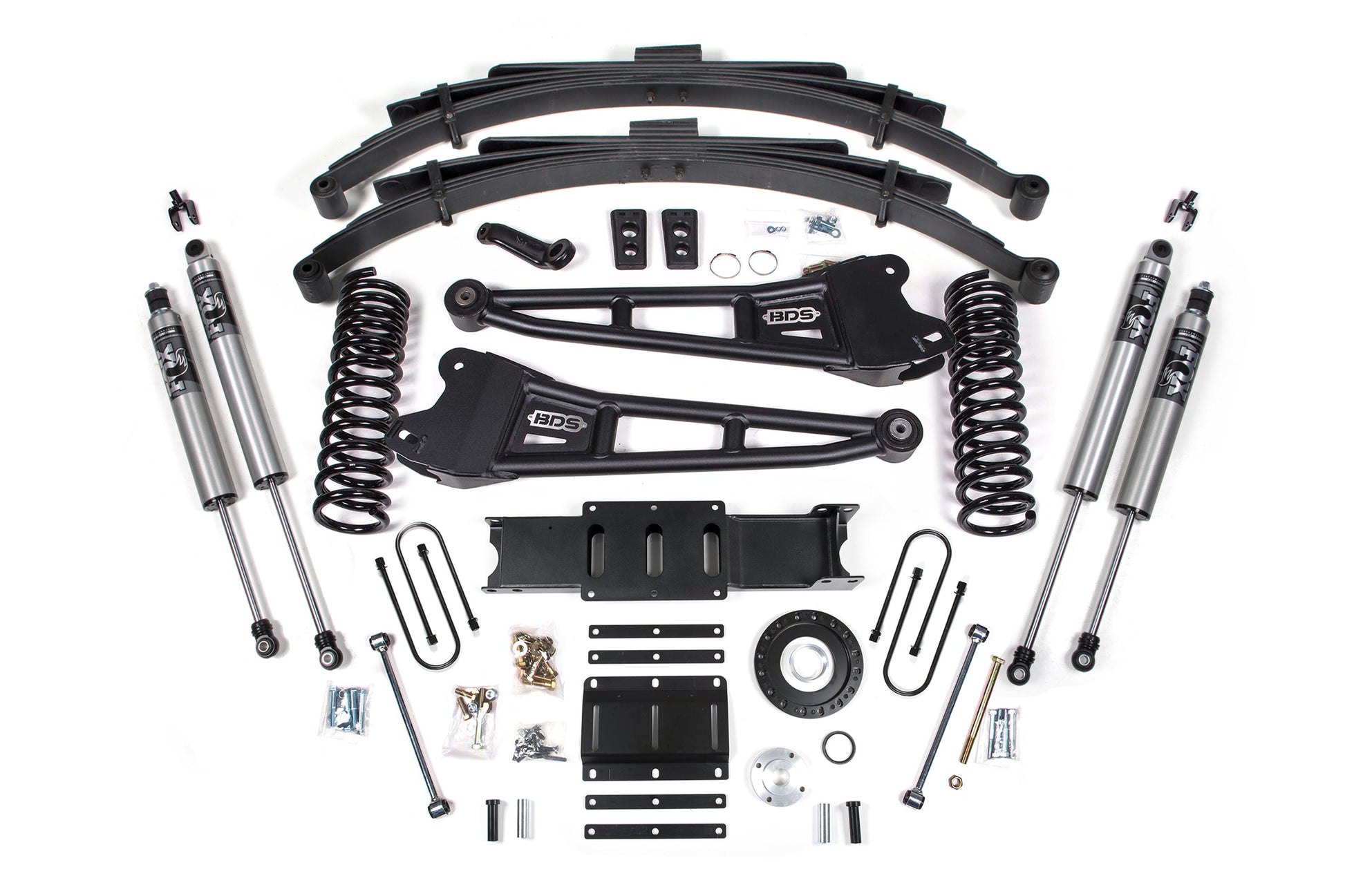 13-18 Ram 3500 4WD (Diesel) 6 Inch Radius Arm Lift Kit, 8-Bolt Indexing Ring, 4 Inch Rear Lift, Block - NX2 Nitro Series Shocks BDS Suspension