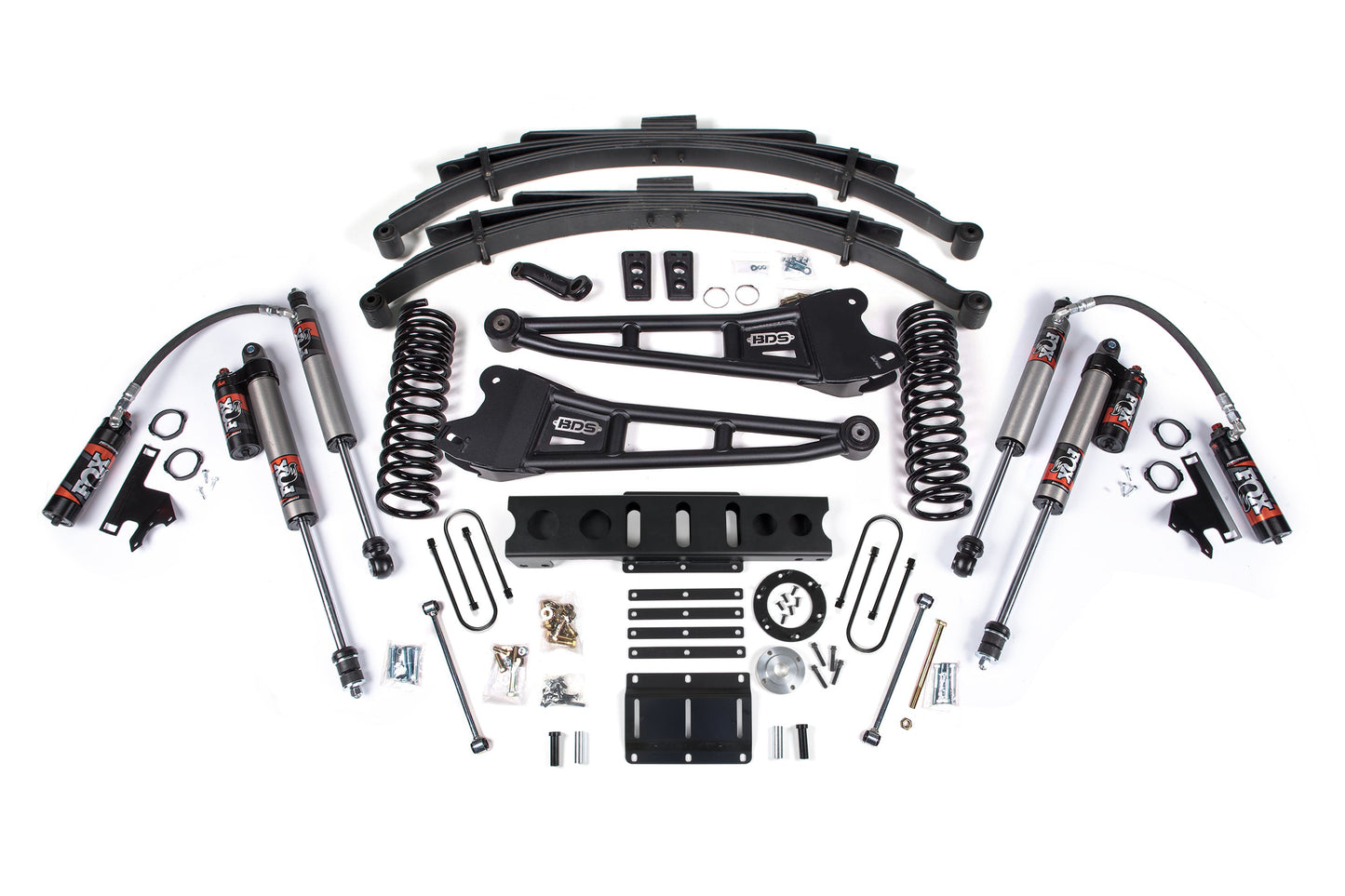 13-18 Ram 3500 4WD (Diesel) 6 Inch Radius Arm Lift Kit, 4 Inch Rear Lift, Block, 8 Bolt - Fox 2.5 IFP Performance Series HTO Shocks BDS Suspension