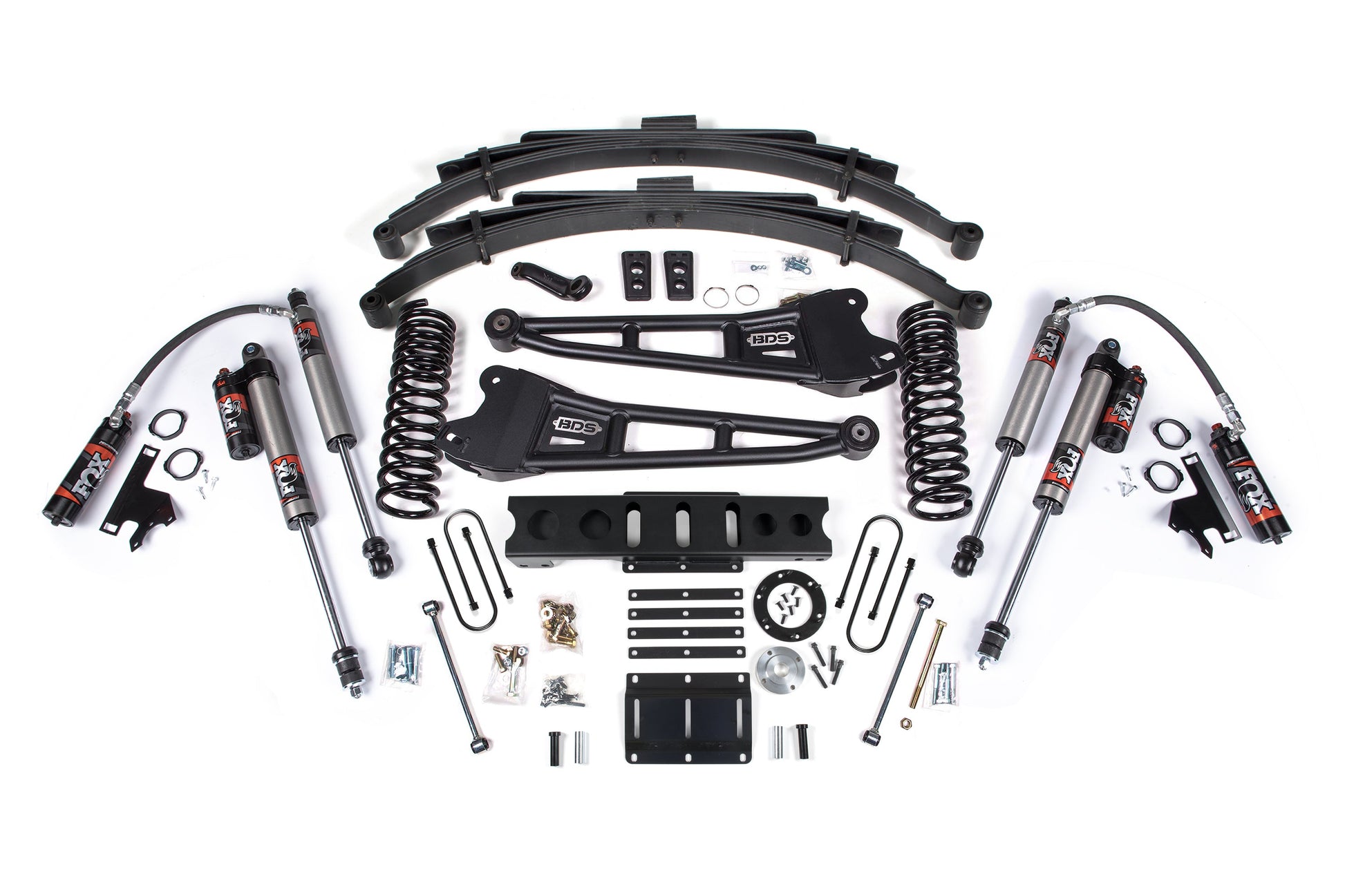 13-18 Ram 3500 4WD (Diesel) 6 Inch Radius Arm Lift Kit, 4 Inch Rear Lift, Block, 8 Bolt - Fox 2.5 IFP Performance Series HTO Shocks BDS Suspension