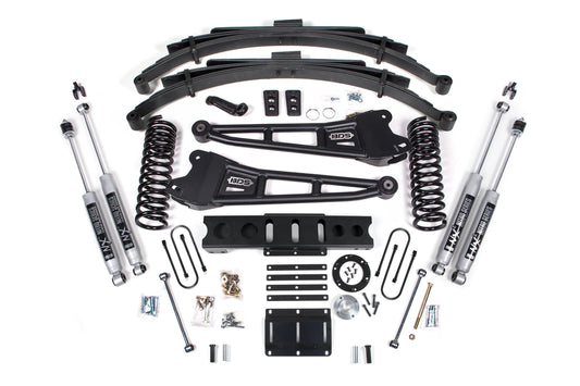13-18 Ram 3500 4WD (Diesel) 6 Inch Radius Arm Lift Kit, 8-Bolt Indexing Ring, 4.5 Inch Rear Lift, Leaf Spring - Fox 2.0 IFP Performance Series Shocks BDS Suspension