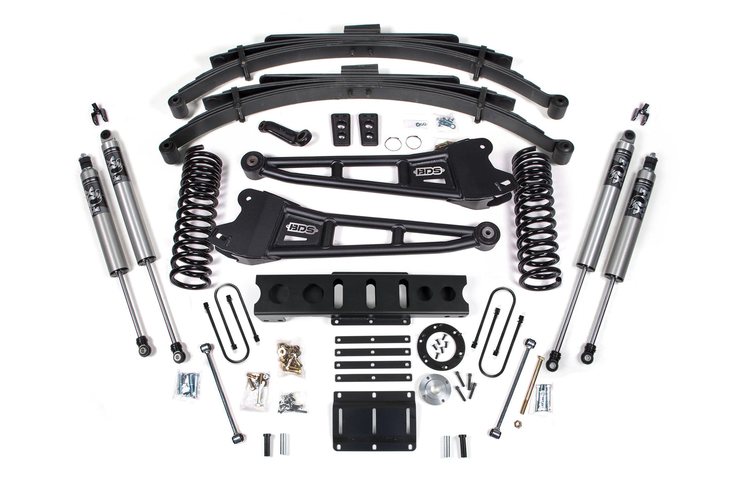 13-18 Ram 3500 4WD (Diesel) 6 Inch Radius Arm Lift Kit, 8-Bolt Indexing Ring, 4.5 Inch Rear Lift, Leaf Spring - NX2 Nitro Series Shocks BDS Suspension