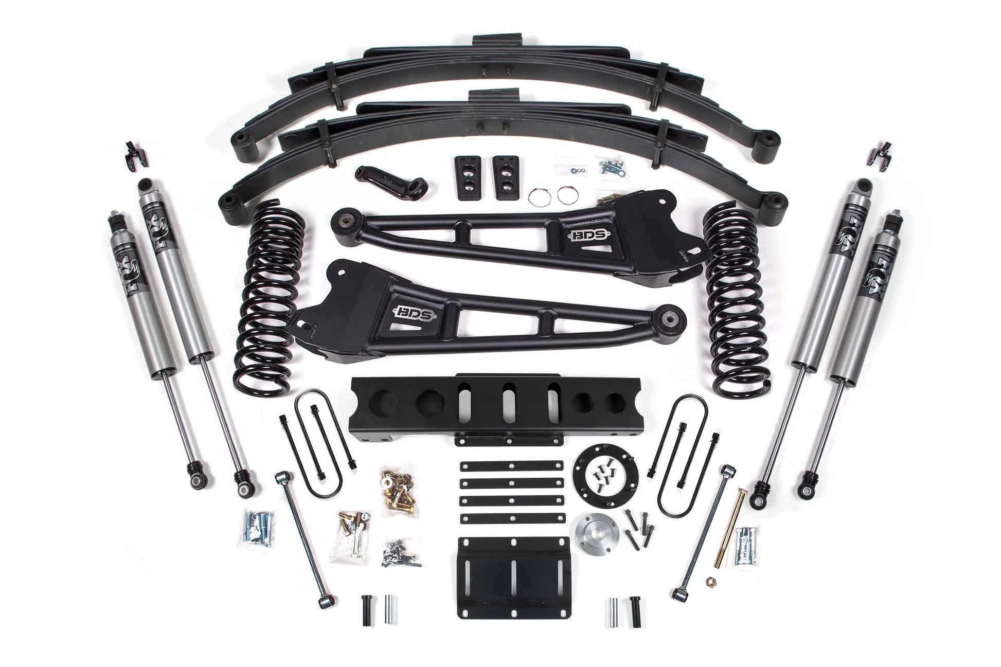 13-18 Ram 3500 4WD (Diesel) 6 Inch Radius Arm Lift Kit, 8-Bolt Indexing Ring, 4.5 Inch Rear Lift, Leaf Spring - NX2 Nitro Series Shocks BDS Suspension