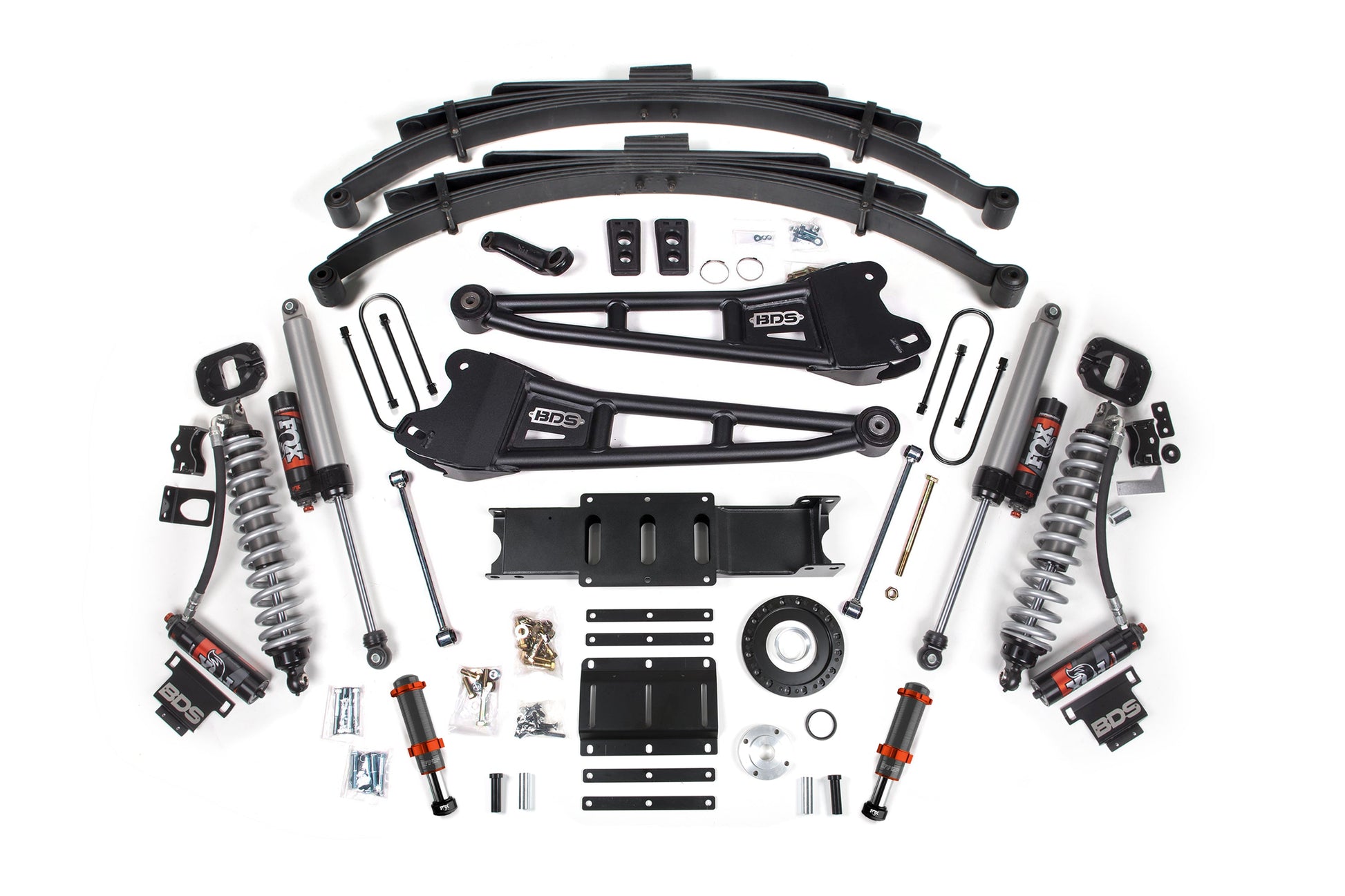 13-18 Ram 3500 (Diesel) 6 Inch Coilover Conversion Kit, 4.5 Inch Rear Lift, Leaf Spring, 8 Bolt - Fox 2.5 Performance Elite Series C/O + Fox 2.0 IFP Bump Stop, Fox 2.5 Performance Elite Series Shocks BDS Suspension