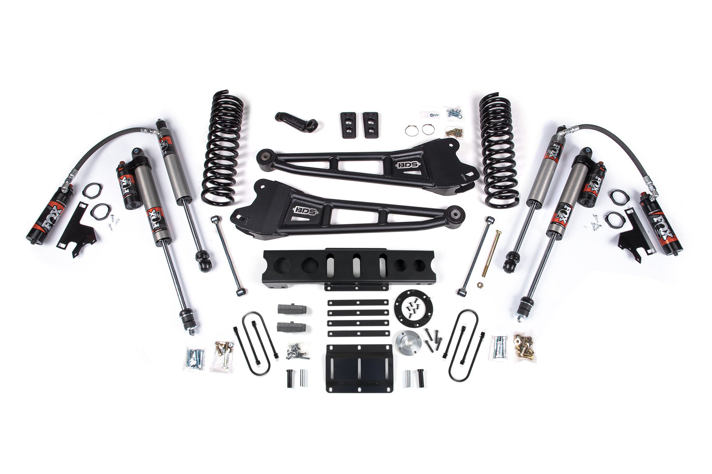 13-18 Ram 3500 4WD (Diesel) 6 Inch Radius Arm Lift Kit, 4.5 Inch Rear Lift, Leaf Spring, 8 Bolt - Fox 2.5 Performance Series Shocks BDS Suspension
