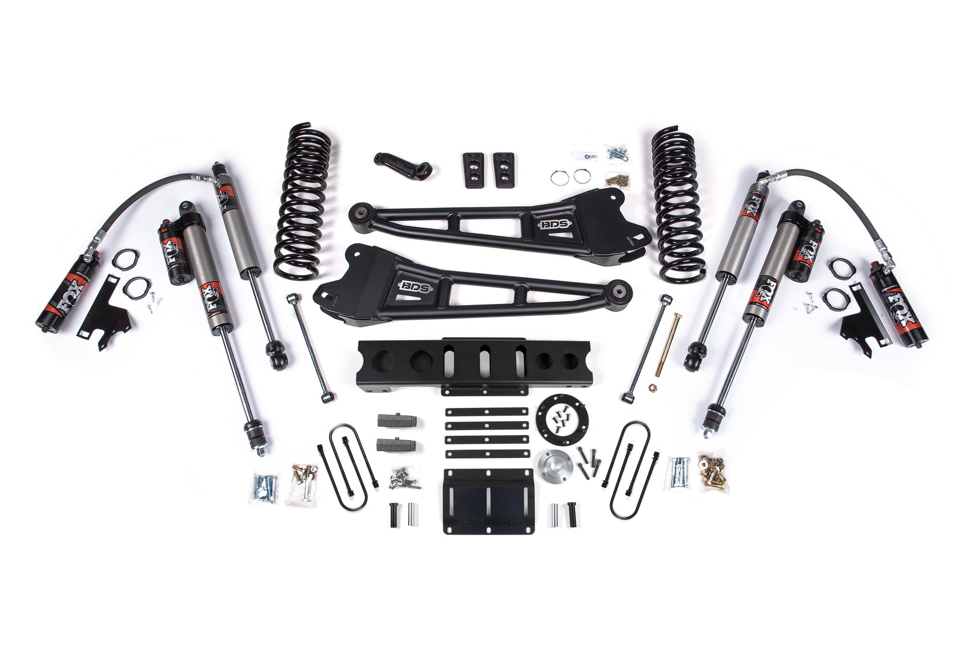 13-18 Ram 3500 4WD (Diesel) 6 Inch Radius Arm Lift Kit, 4.5 Inch Rear Lift, Leaf Spring, 8 Bolt - Fox 2.5 Performance Series Shocks BDS Suspension