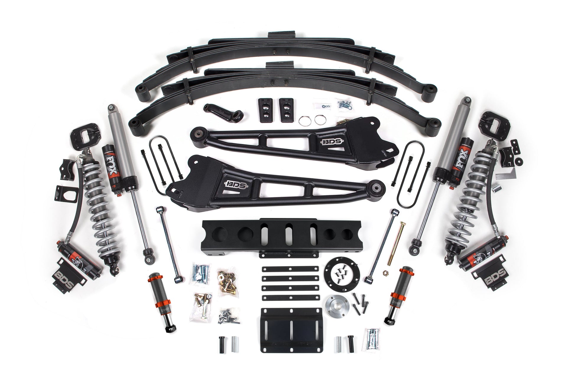 13-18 Ram 3500 (Diesel) 6 Inch Coilover Conversion Kit, 4.5 Inch Rear Lift, Leaf Spring, 6 Bolt - Fox 2.5 Performance Elite Series C/O + Fox 2.0 IFP Bump Stop, Fox 2.5 Performance Elite Series Shocks BDS Suspension